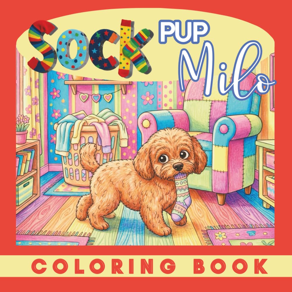 Sock Pup Milo Coroing book: Fun Adventure