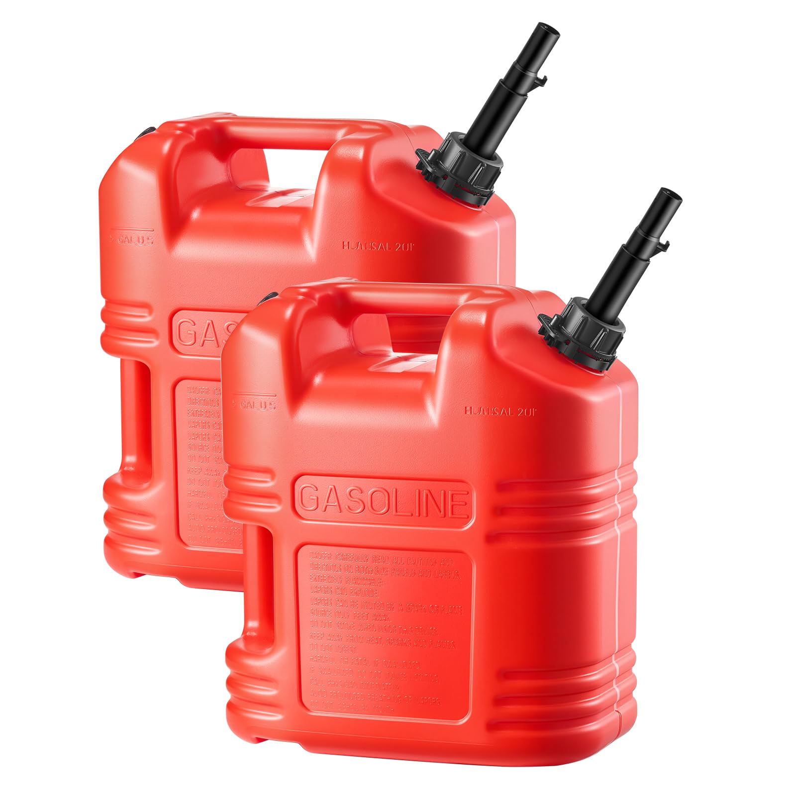 VEVOR Contenitore per Carburante 19 L Serbatoio per Benzina con Beccuccio e Scala Trasparente, Portata Massima 0,25L/s, per la Maggior Parte di Auto, Moto, ATV, UTV, Rosso, 2 Confezioni