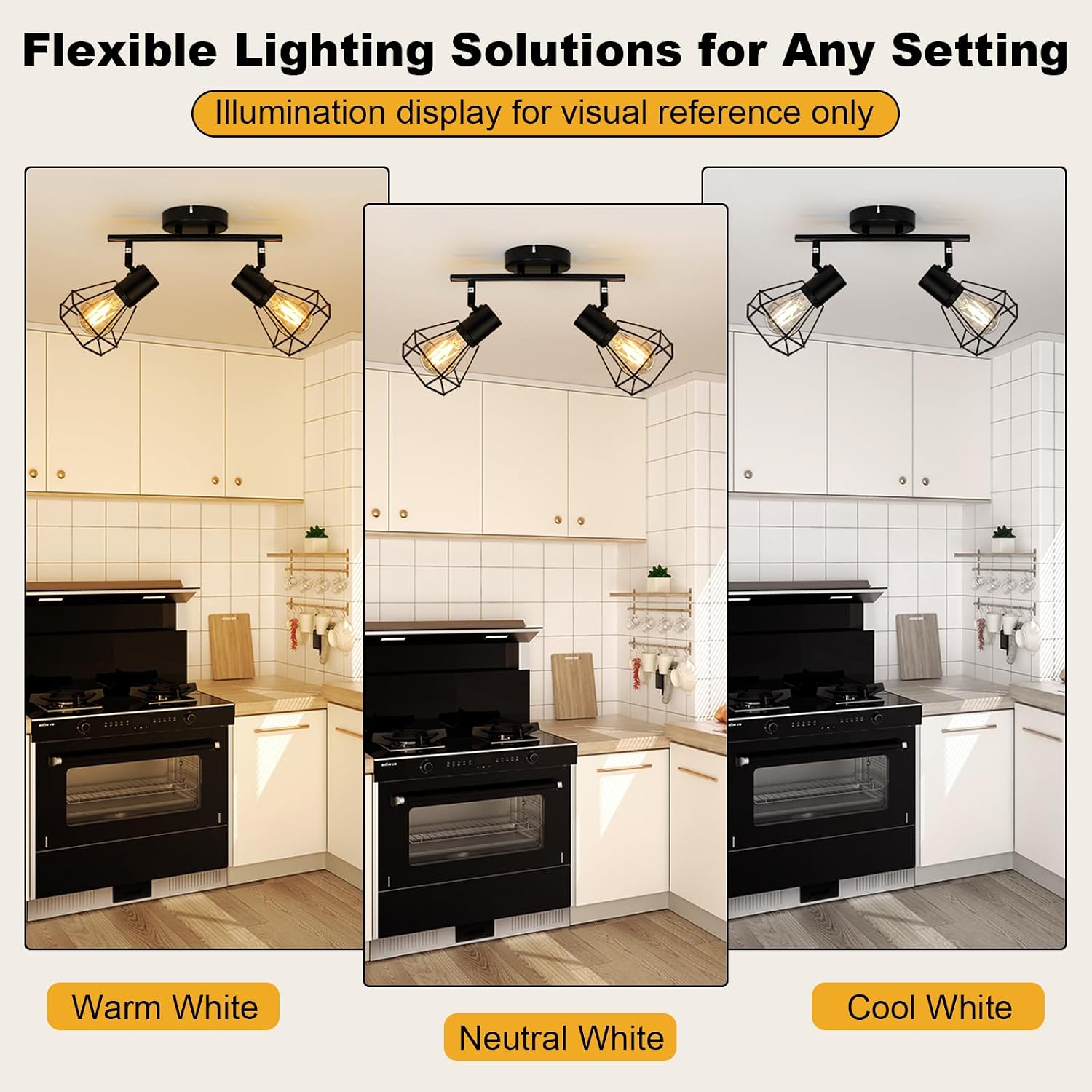 HiBay 2-Light Track Lighting Black, Rotatable Ceiling Light Fixtures, E26 image 5