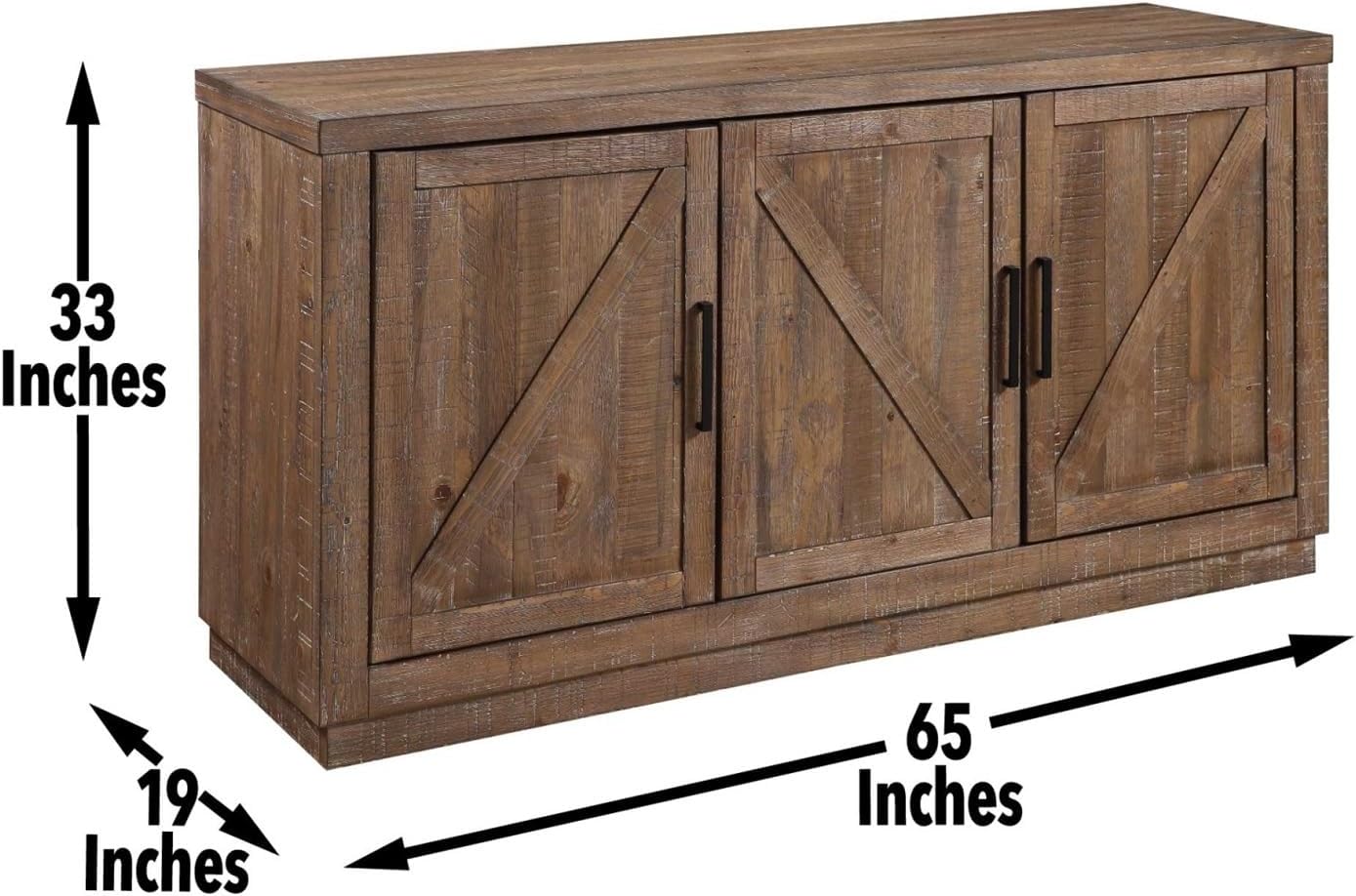Three Doors,Two Interior Shelves,Dark Brown Storage Cabinet,for The Kitchen