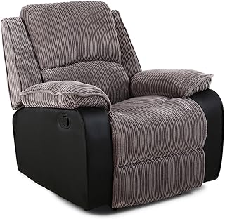 More4Homes POSTANA HIGH BACK JUMBO CORD FABRIC RECLINER 3 + 2 + 1 SOFA ARMCHAIR SET SUITE (Grey, 1 Seater)