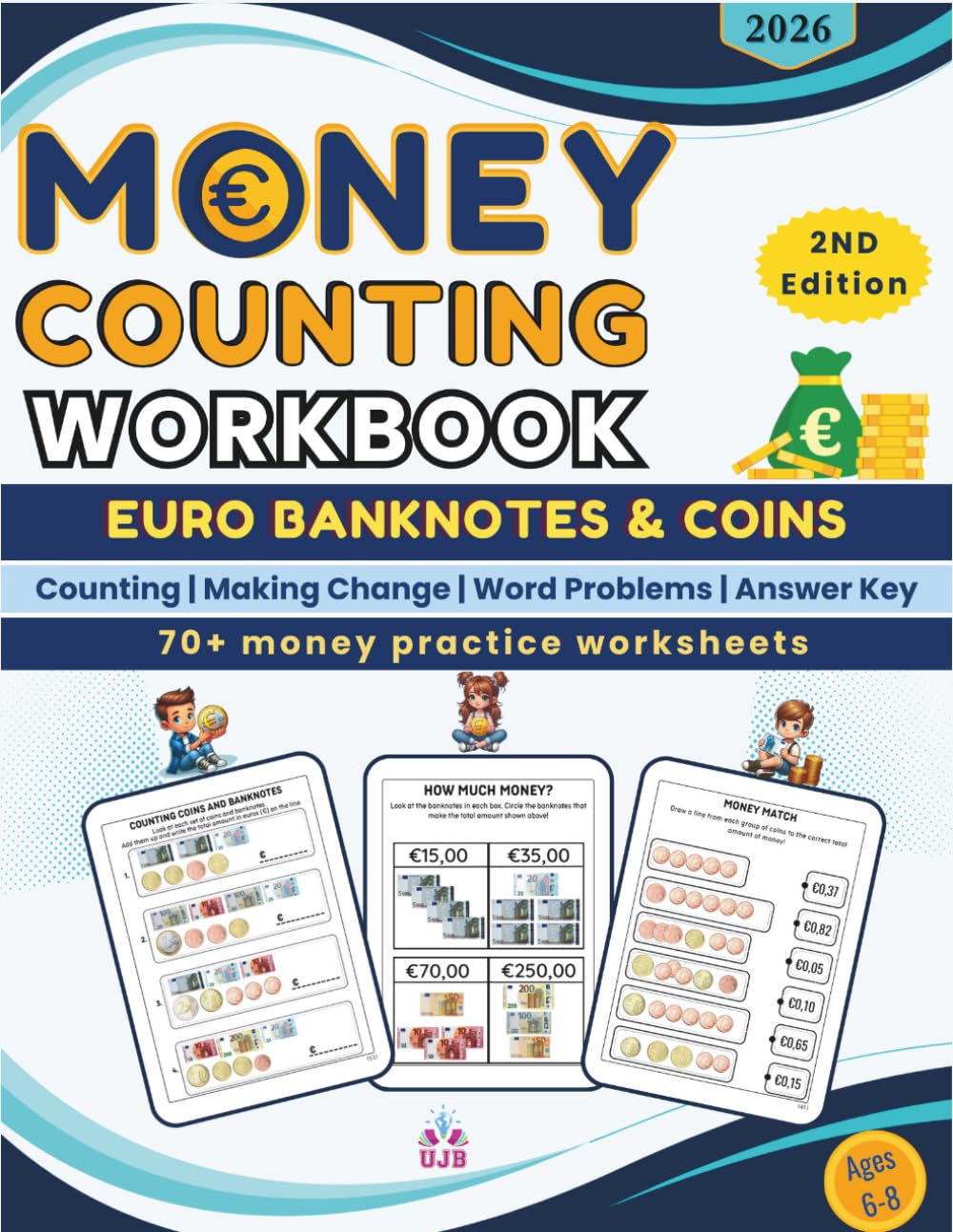 Money Counting Workbook for Euro Currency Coins and notes: Counting book for kids to learn Euro