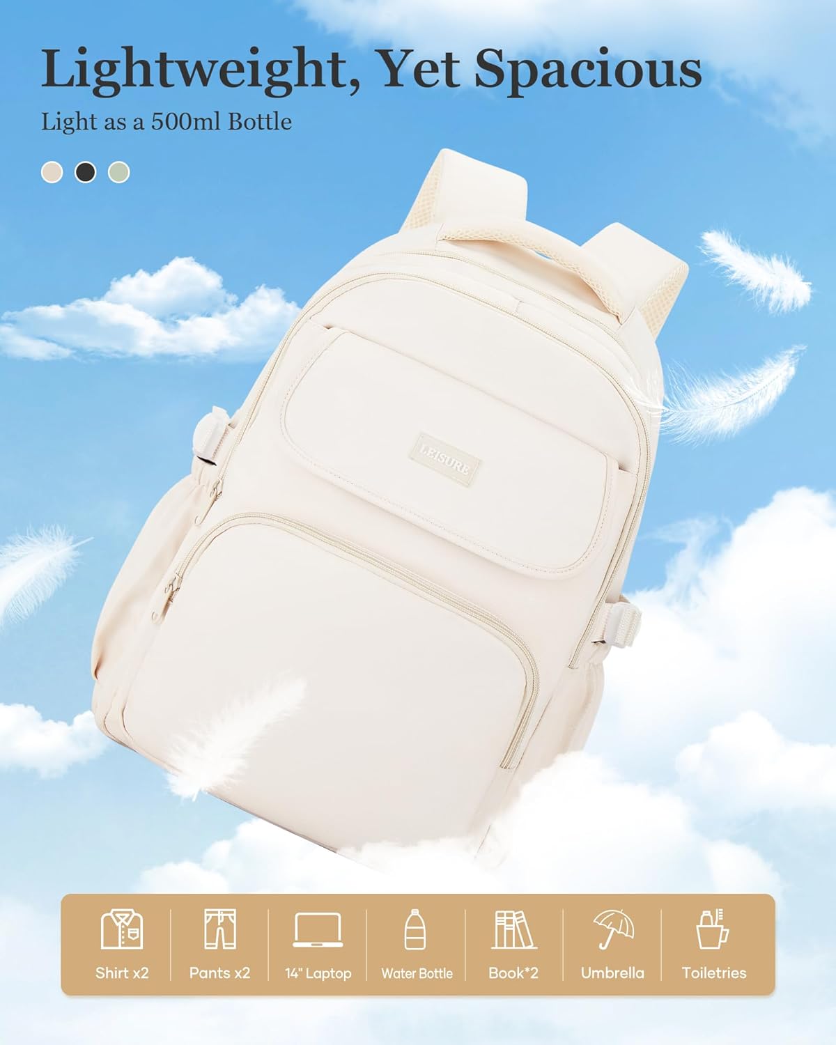 Cute Middle School Backpack For Teen Girls,Waterproof Casual Bookbags,Lightweight Travel Daypack,Basic Laptop College Backpack For Women(White) - Image 5