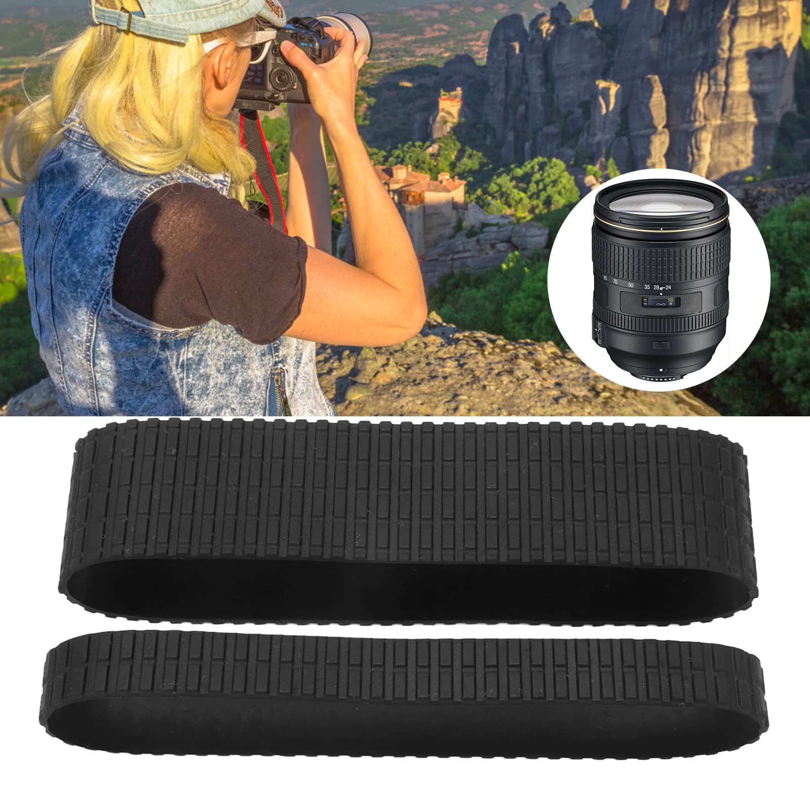 Zoom Rubber and Focus Rubber Grip for AF-S 24-120mm F/4G ED VR, Rubber Focus Ring Trim Lens Repair Kit - Image 2