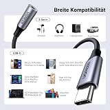UGREEN Adaptateur USB C Jack 3.5mm TRRS DAC Compatible avec iPhone 17 Pro Max Plus 16 Galaxy S25 S24 Pixel 10 9 8 MacBook iPad Pro Air Câble Casque Micro Écouteurs Numérique 4 Pôles (Gris 1pc) - 9