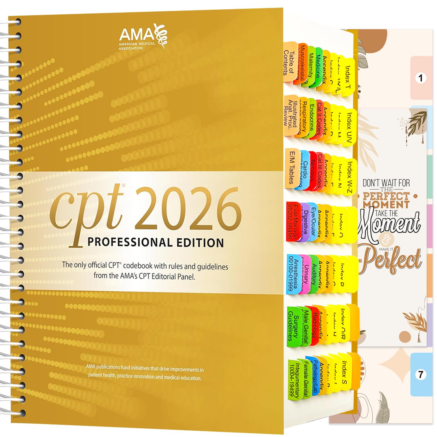 Index Tabs for CPT 2025/2026 Professional Edition. Color-Coded and Laminated Tabs, with Page Markers and Alignment Guide & Bookmark (Book not Included