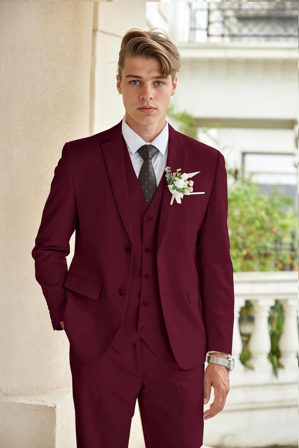 COOFANDY Men's 3 Piece Linen Suits Casual Lightweight Blazer Jackets Vest Pants Set for Wedding Business Prom - Image 2