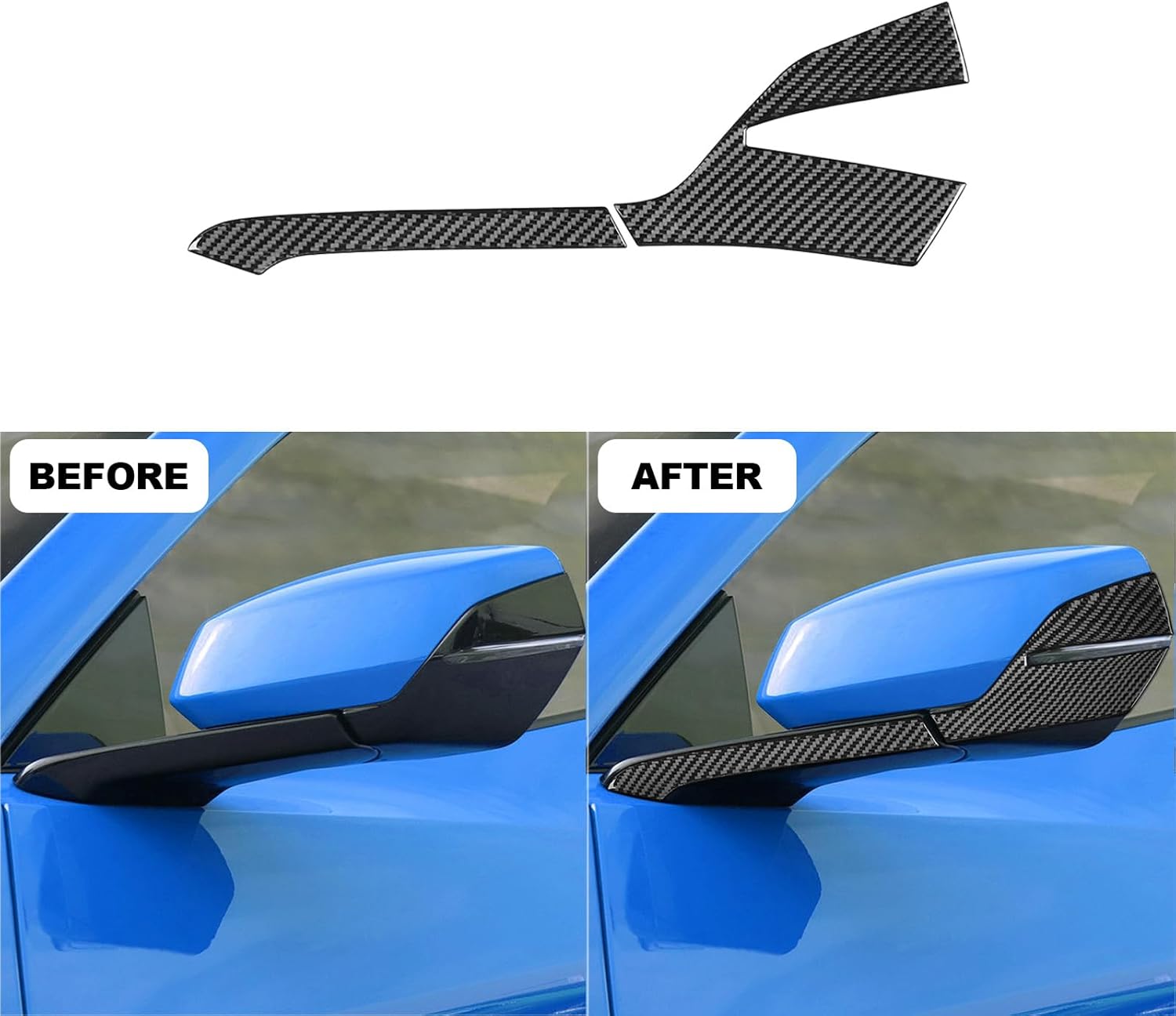 Real Carbon Fiber Mirror Cover Trim Compatible with Corvette C8 2020-2026, Side Rearview Mirror Cap Trim, Exterior Decor Sticker Accessories