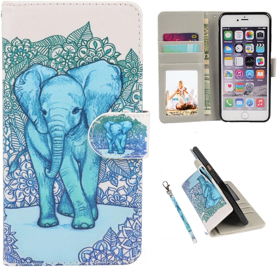 UrSpeedtekLive iPhone 6s Plus Case, 6 Plus Case, Elephant Pattern Premium PU Leather Wallet Flip Protective Skin Case with Magnetic Closure for iPhone 6 Plus/6s 5.5" (with Credit Card/ID Card Slot)