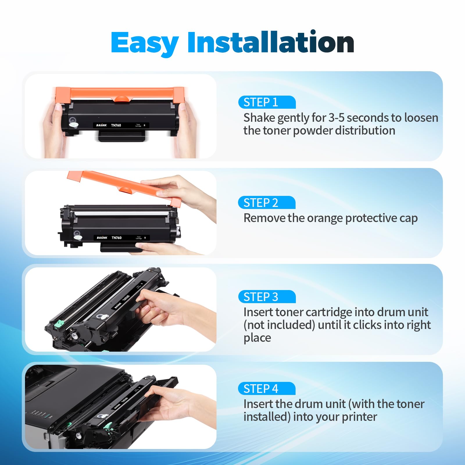 Kompatybilny toner TN760 do drukarki Brother Zamiennik dla Brother TN760 TN 760 TN730 TN 730 Toner TN-730/TN-760 dla MFC-L2710DW HL-L2350DW HL-L2370DWXL MFC-L2750DW DCP-L2550DW HL-L2395DW