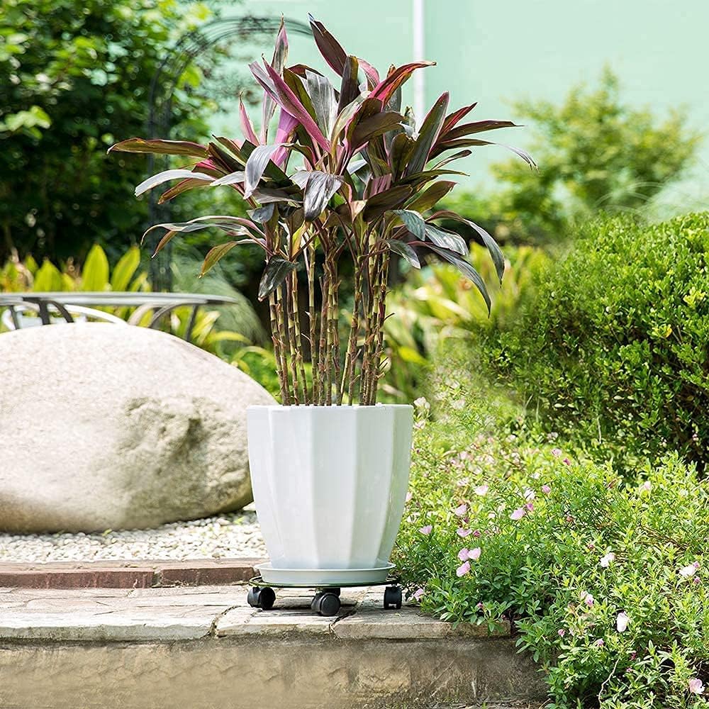 ETRAVEL Heavy Duty Rust Proof Steel Plant Caddy with Wheels 12 Inch