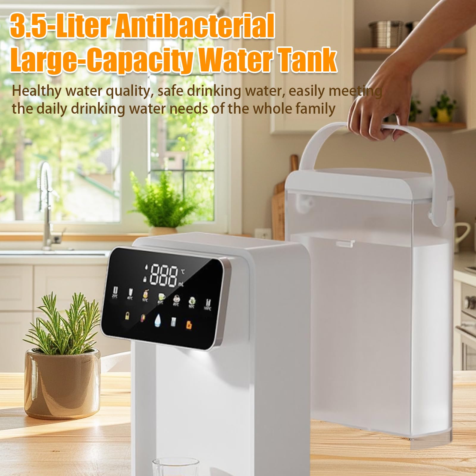 iFCOW Dispenser di Acqua Calda, 3 Secondi, scaldabagno istantaneo 7 Livelli di Temperatura 8 uscite d'Acqua con Serbatoio dell'Acqua da 3,5 l Volume Regolabile per Cucina e Ufficio Funzione