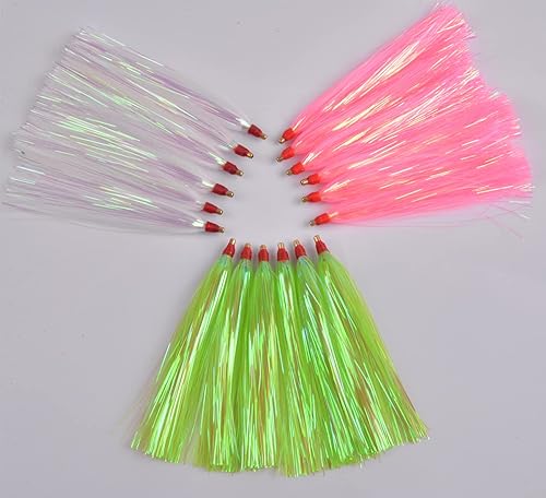 Miniatura 15 de Teasers de pesca -12/18 piezas de calamar Teaser de pesca de Mylar Flash Teaser de pesca de cola para plataformas de platijas para señuelo de pesca