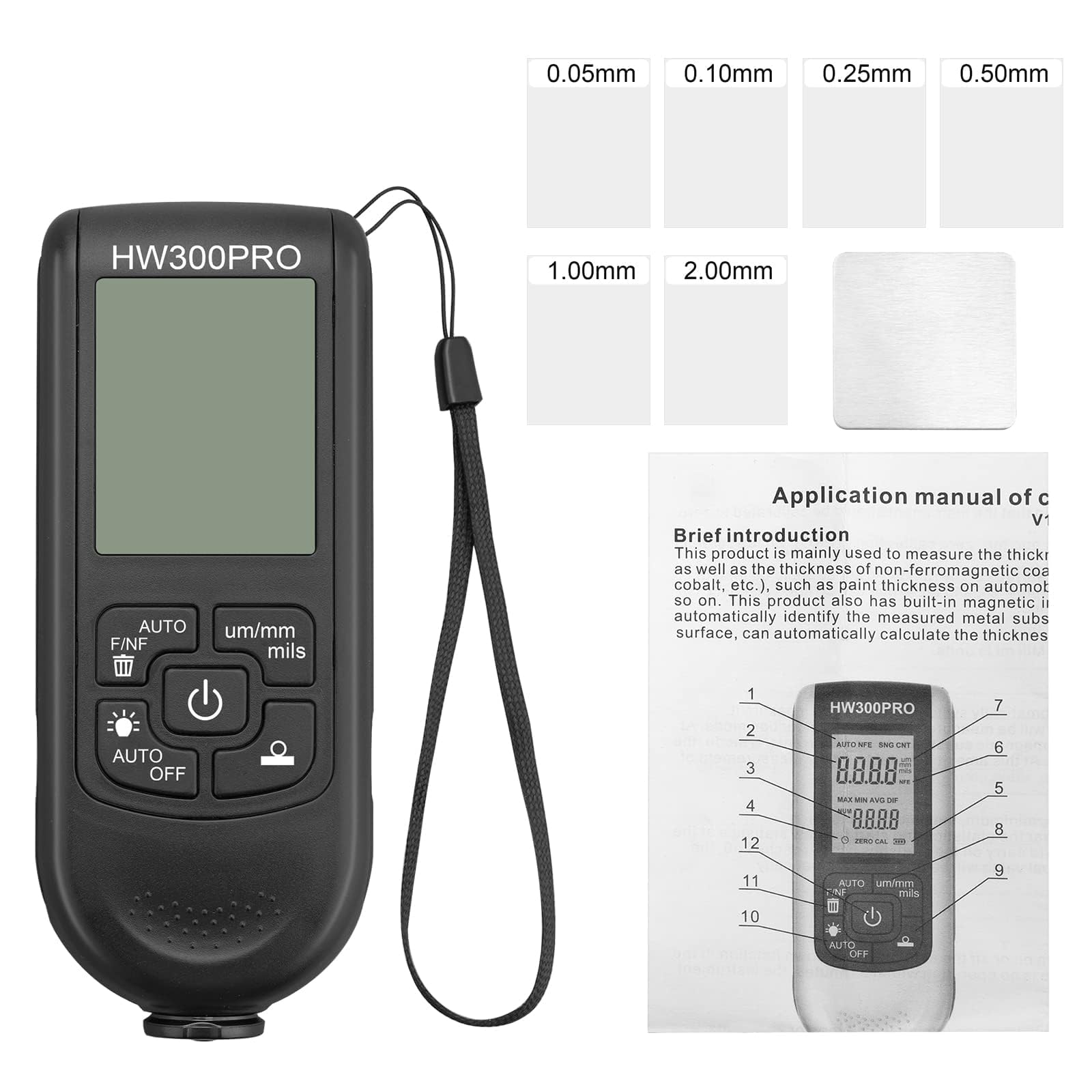 miernik grubości powłoki miernik grubości powłoki lakierniczej miernik farby automatyczny zakres pomiarowy 0 do 2000um z wyświetlaczem LCD Fe i NF