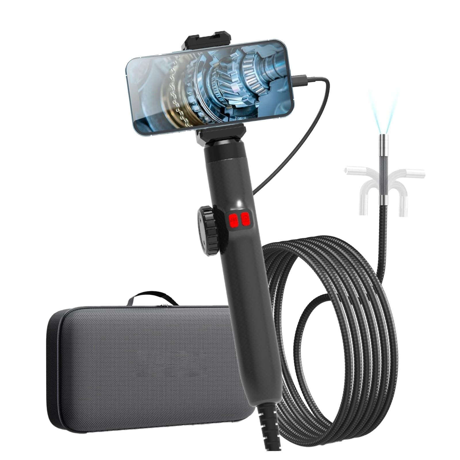 Endoskop, Boroskop HD 1080P z oświetleniem LED do napraw samochodowych, kontroli instalacji hydraulicznych Możliwość powiększania(J108)