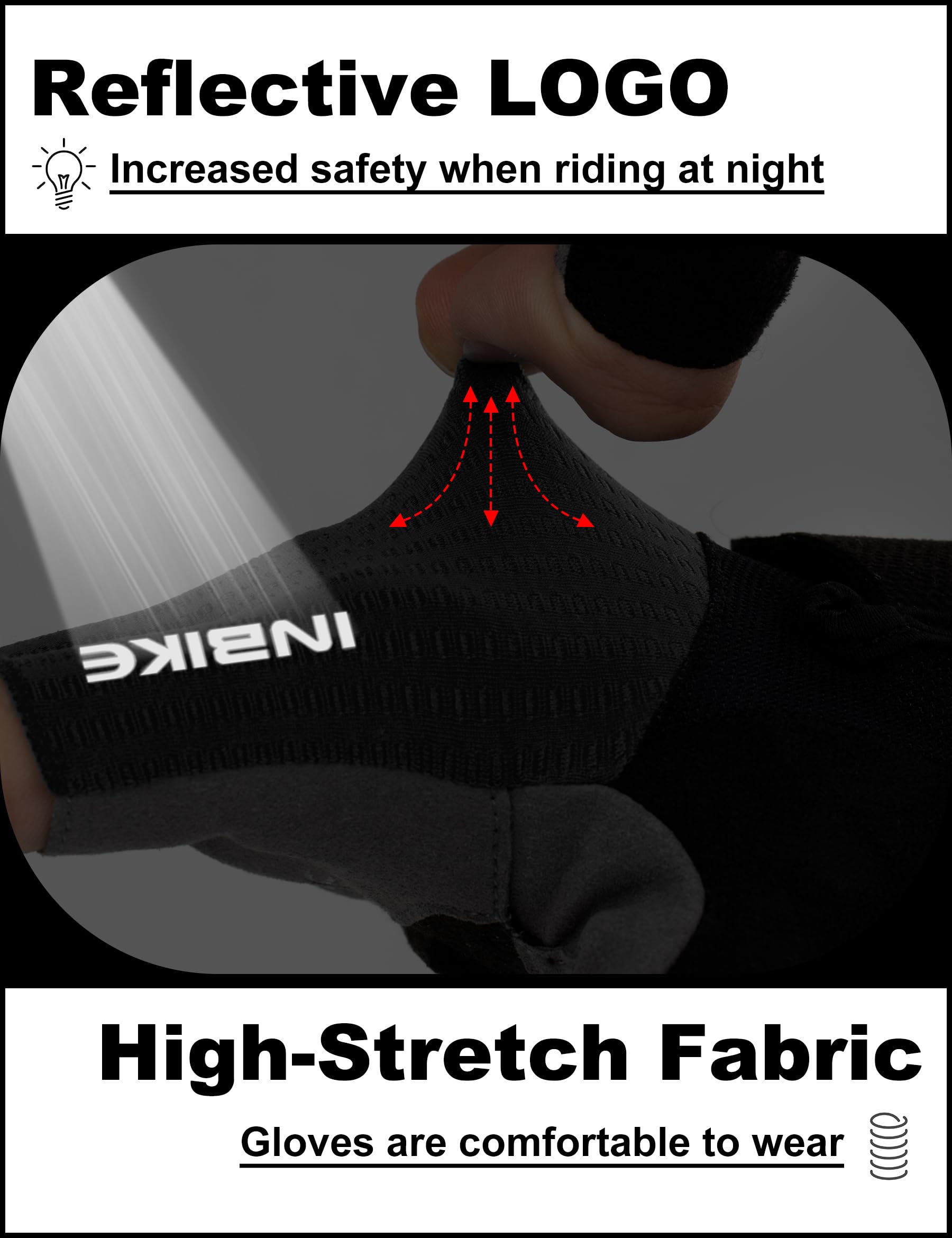 INBIKE Gants de Cyclisme Homme MTB Gants de Vélo Montagne Gants D'été sans Doigts pour Hommes et Femmes Elastiques et Respirants à Usages Multiples
