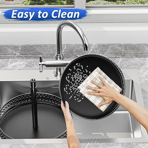 Miniatura 8 de Organizador Lazy Susan de 2 niveles - Estante giratorio para especias de 12 pulgadas. Lazy Susan ajustable de metal giratorio para gabinete,