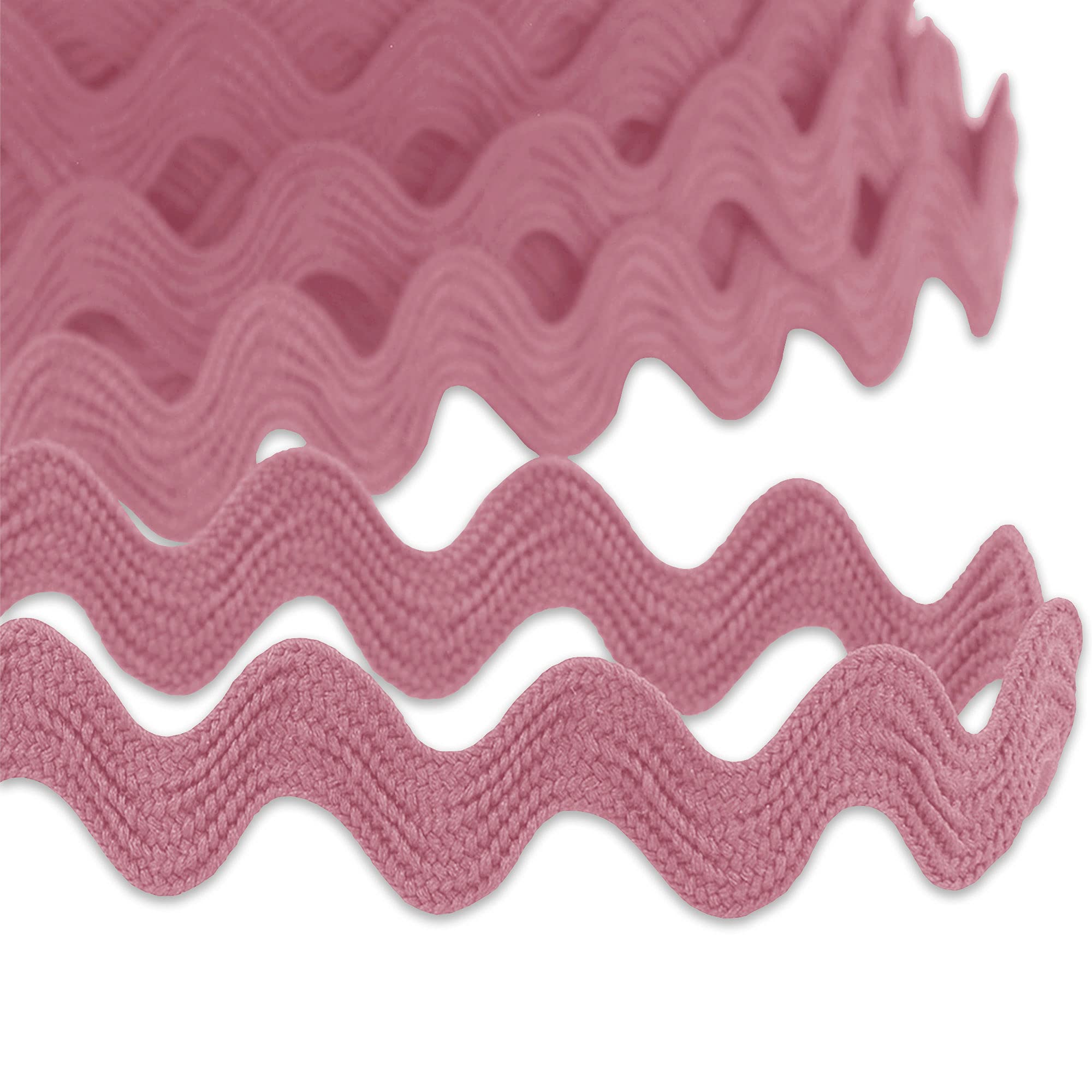 9mm RIC Rac Ribbon Sewing Braid RIC RAK Trimming Polyester Wave Trim Ribbon Fringe for Dressmaking Clothes Design Haberdashery Gift Wrapping Crafts Fringe Trim (Pink - 9mm - 25 Meters)