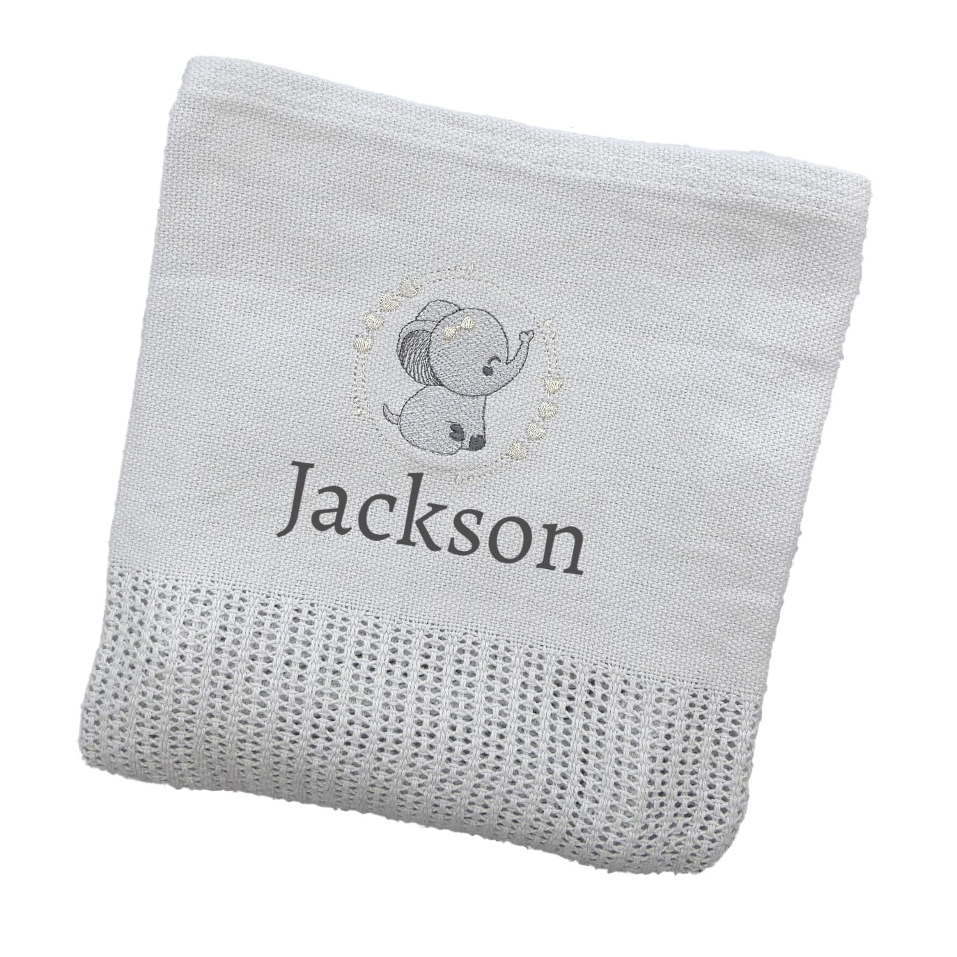 The Pyjama Party Personalised Baby Cellular Blanket with Embroidered Animal Motif 110cm x 70cm 100% Cotton Ideal Baby Gift