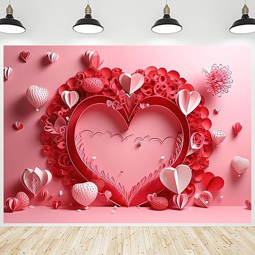 CRTPOD Telón de fondo para el día de San Valentín de 6 x 4 pies para fotografía, fondo de corazones rosados para amantes, decoración de fiesta de
