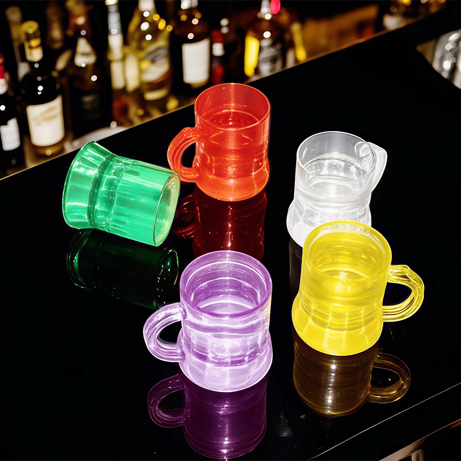 25 Pezzi Bicchieri Da Shot con Manico, 30ml Riutilizzabili Bicchieri Da Liquore con Catena Da Appendere, Collana Da Sposa per Addio Al Celibato, Carnevale, Accessori, Carnevale, Feste (5 Colori)