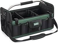 Vista 1 de 20 Inch Large Tool Bag,Heavy Duty Open Top Tool Tote,25 Pocket Tool Box Organizer with Stainless Steel Handle & Adjustable Shoulder Strap
