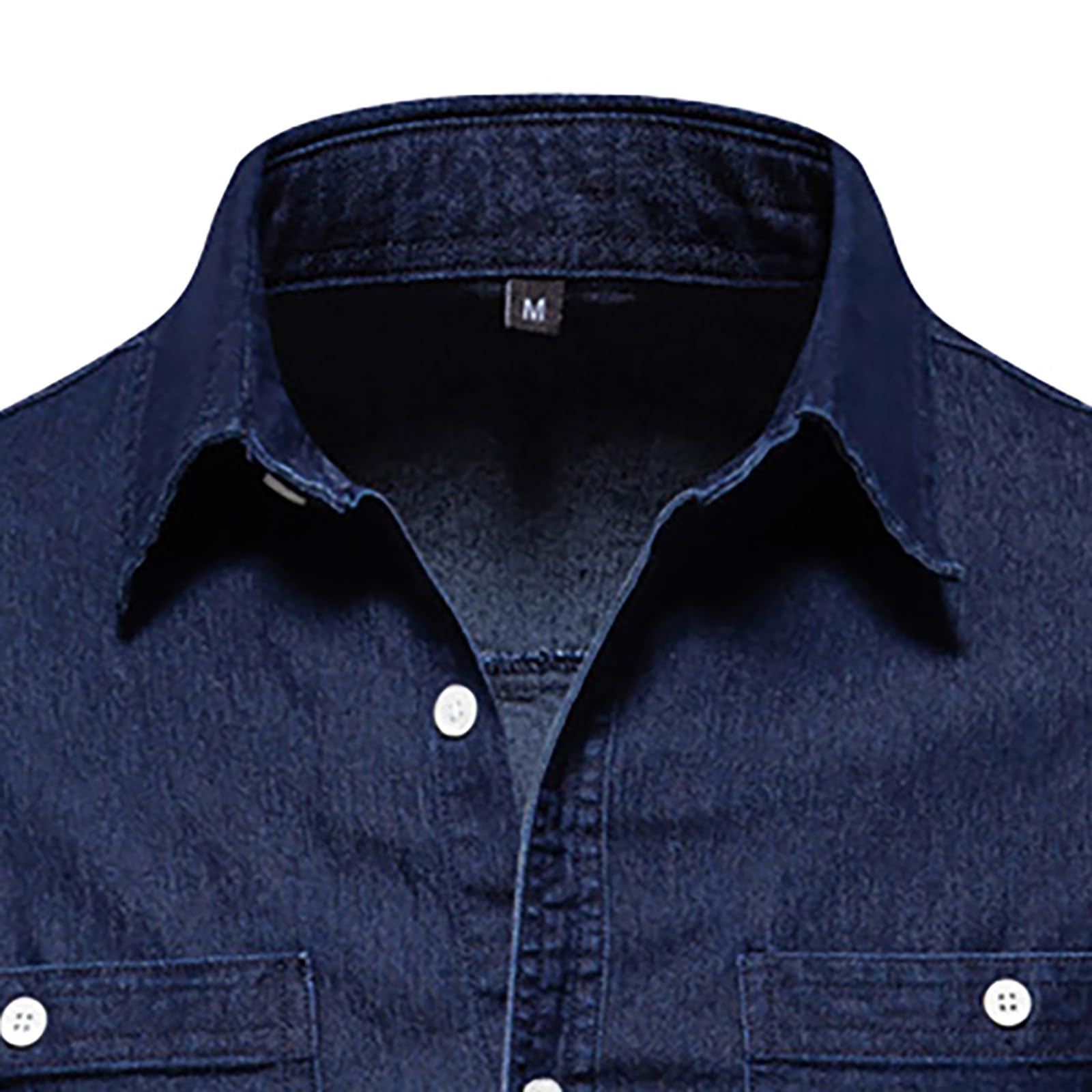 Camicia da uomo a maniche lunghe in denim, casual, con bottoni, con tasche sul petto, leggera e confortevole, da indossare tutti i giorni, elegante design western, per tutte le stagioni, look classico