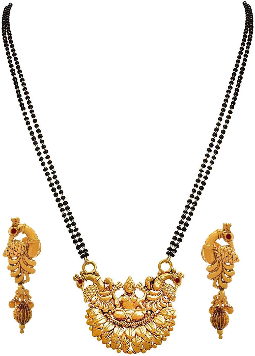 BFC Designer Mahalaxmi Sitting on Lotus Peacock Mangalsutra for Women(Gold, 24-inch)