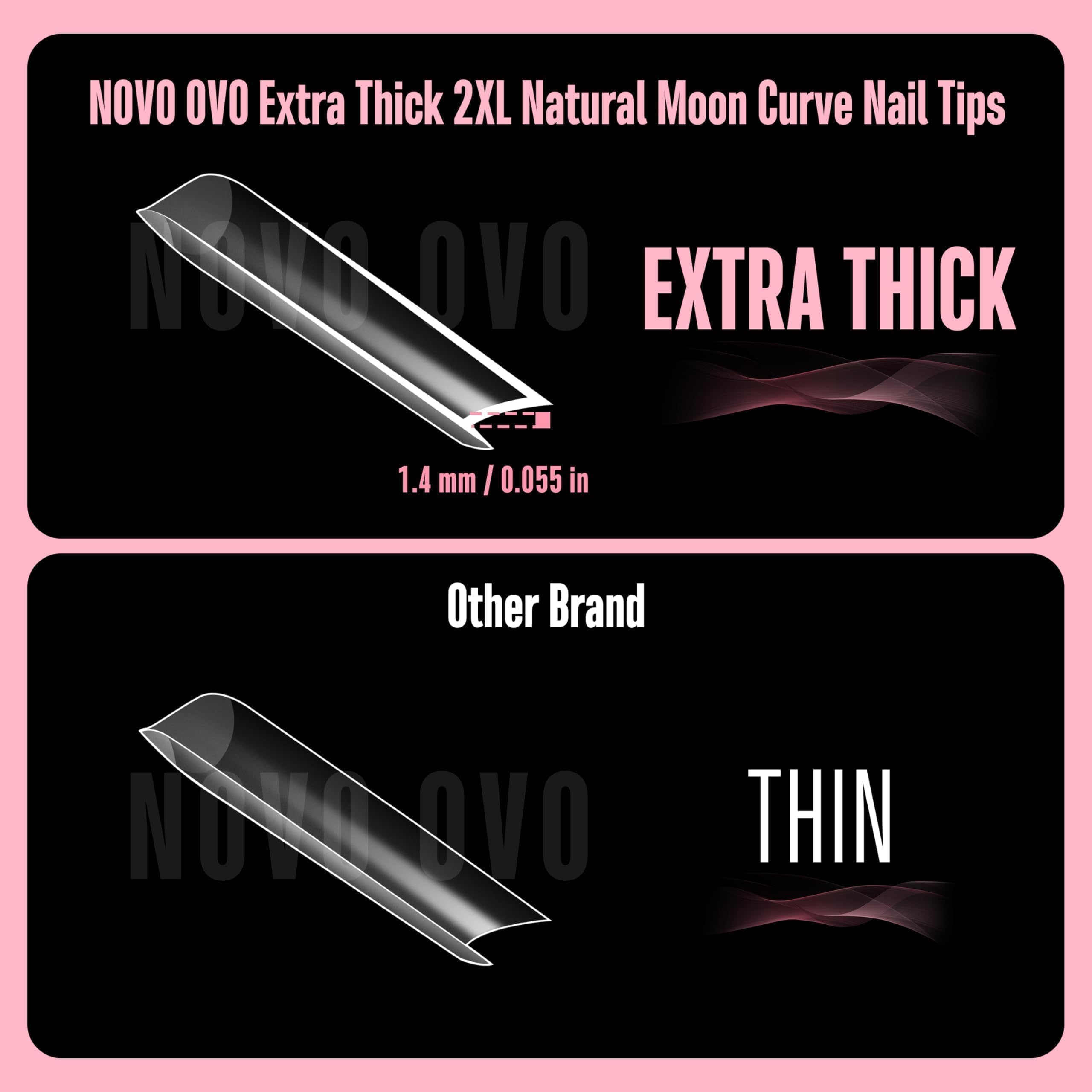 NOVO OVO Halloween XXL Square Nail Tips with Sharp Point & Moon Curve, Extra Thick False Nails Press on - Image 3