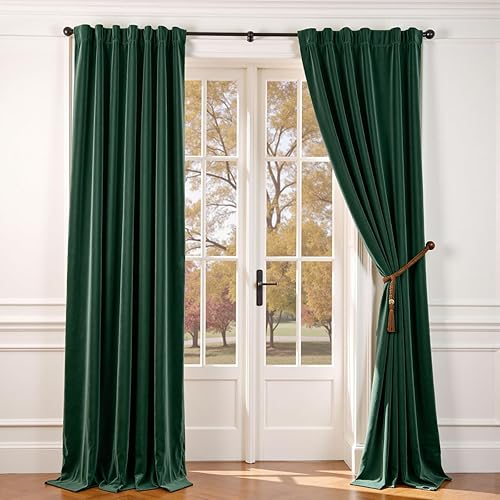 Miniatura 35 de Lazzzy Cortina opaca de terciopelo azul con aislamiento térmico para dormitorio, sala de estar, oscurecimiento de privacidad, cortinas de terciopelo