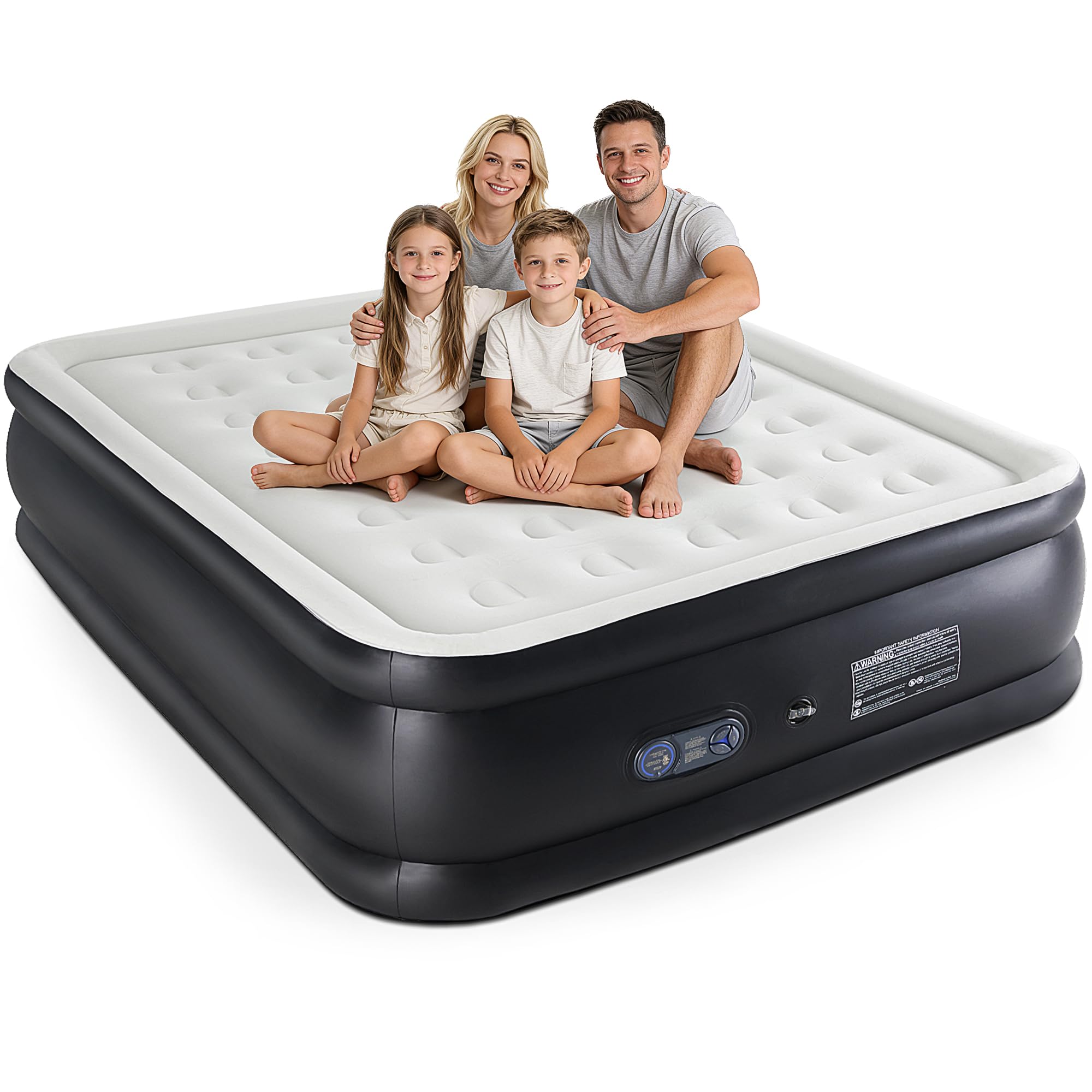 NEWBULIG Queen Air Mattress 18 Inch with Built-in High Capacity Pump, Inflatable Air Bed for Home, Camping & Guest, Portable Blow Up Mattress 660 lbs Weight Capacity, Double Height & Non-Slip Bottom