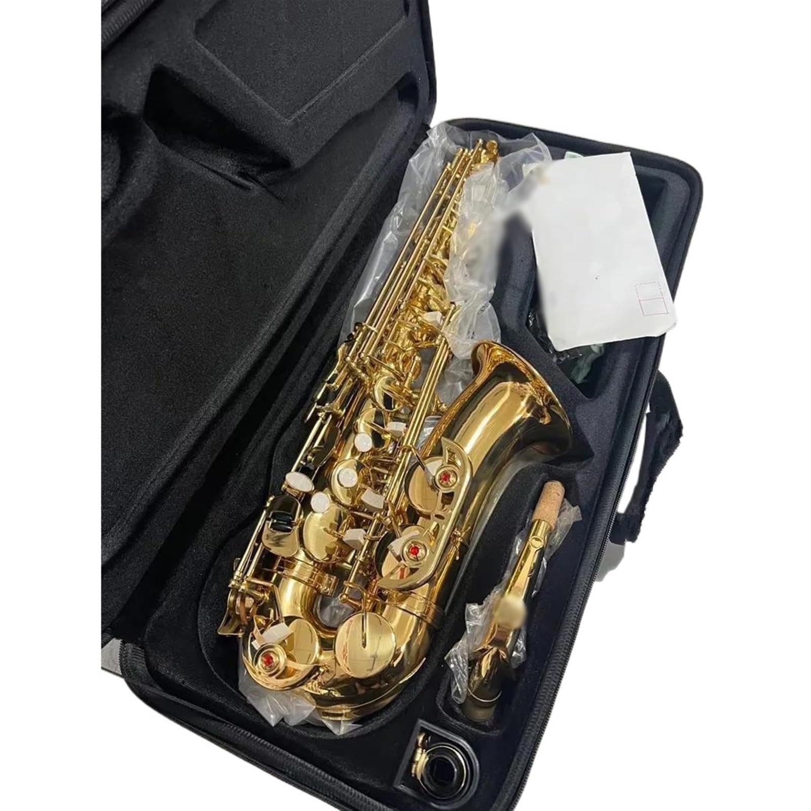 Saksofon Saksofon altowy Eb Mosiężny złoty lakier Instrument muzyczny E-płaski saksofon z akcesoriami do futerału