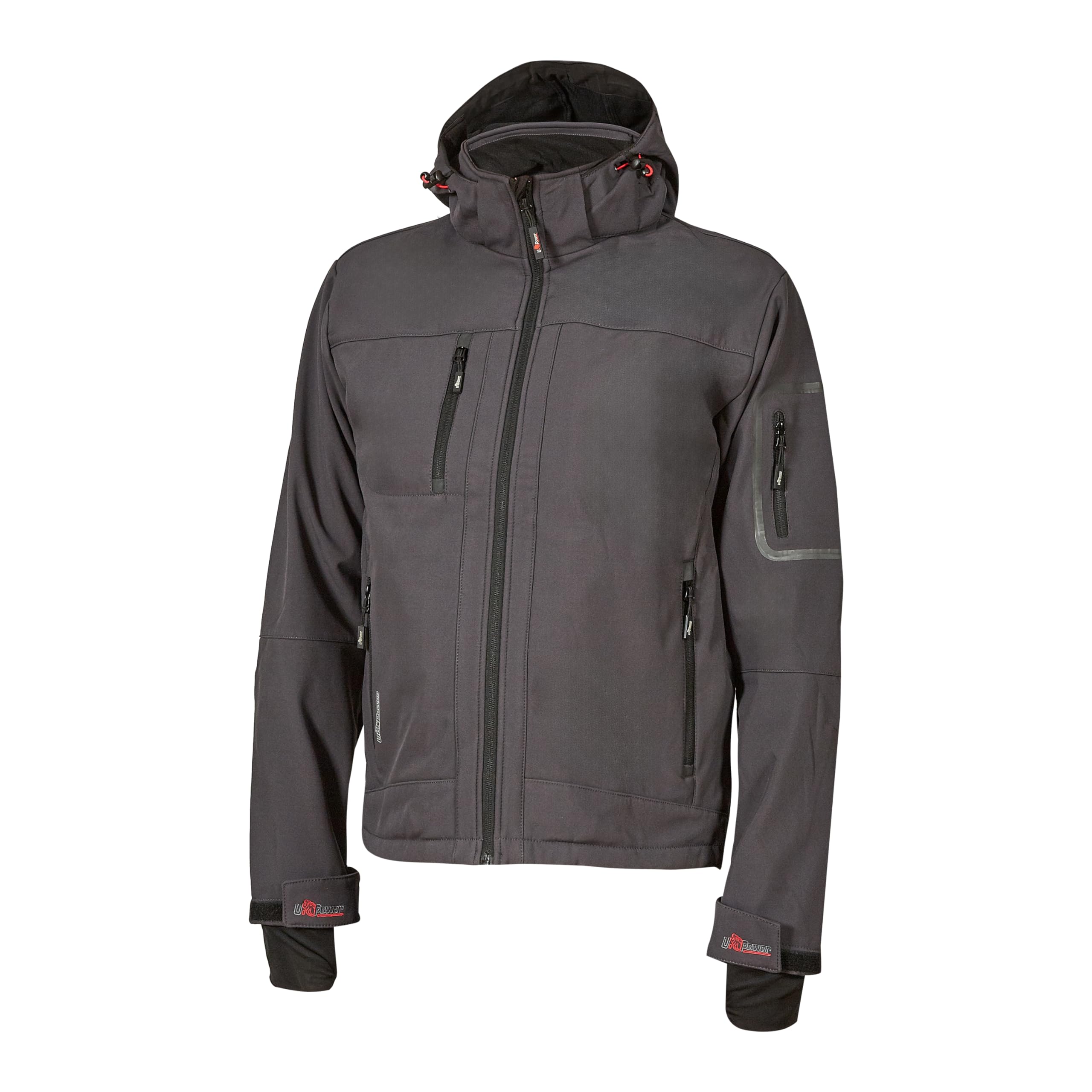 U-Power Metropolis, giacca in pile da uomo Soft Shell, abbigliamento invernale casual, con cappuccio, tessuto elasticizzato, impermeabile, giacca a vento, cappotto imbottito con zip intera (GREY METEORITE_XL)