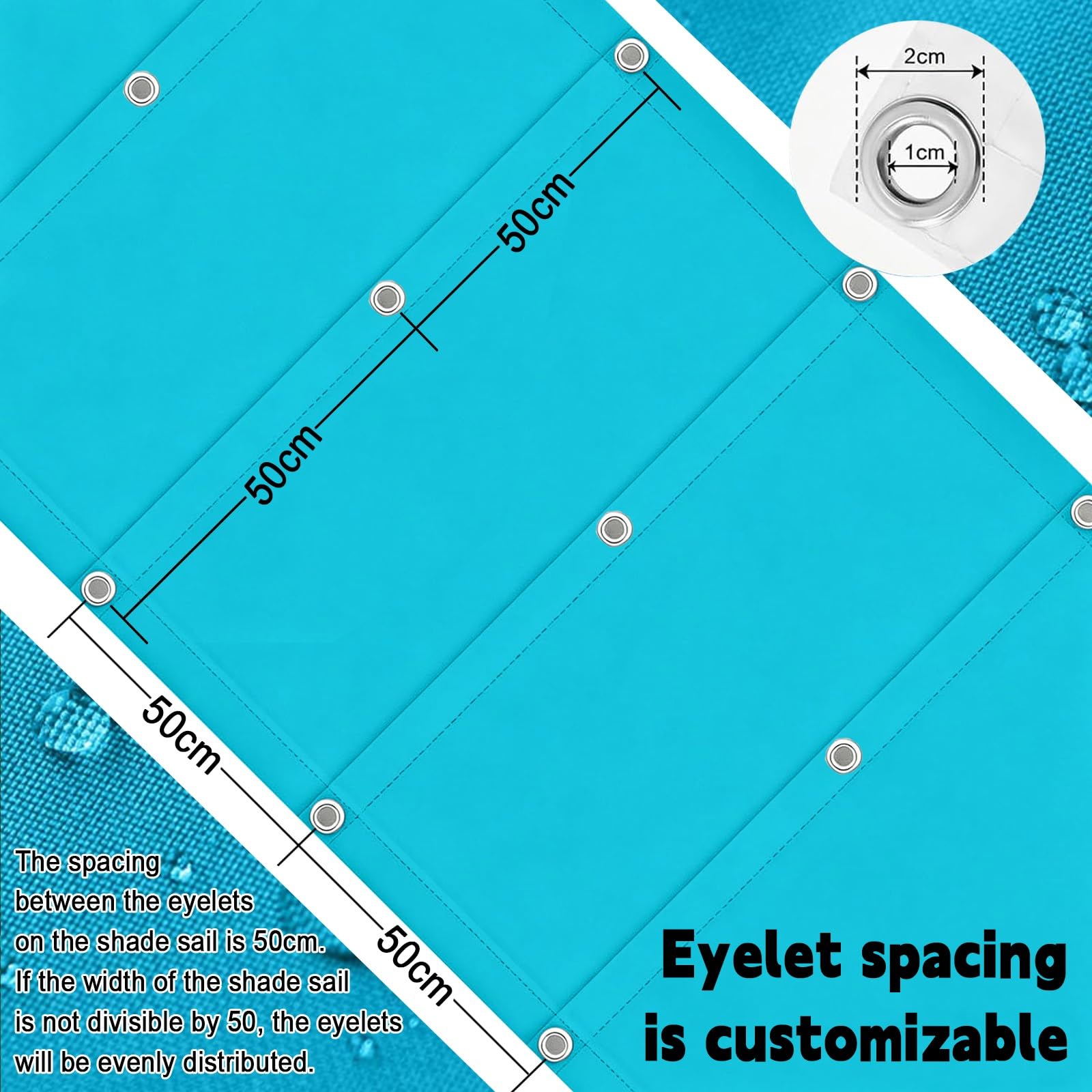 Toldo Retráctil Ondulado 1.2 x 8 m con Ojales y Cuerda, Vela Sombra Impermeable y Rectangular con Bloqueo UV y Resistencia a Desgarros para Jardín Porche Patio Barbacoa, Azul Cielo