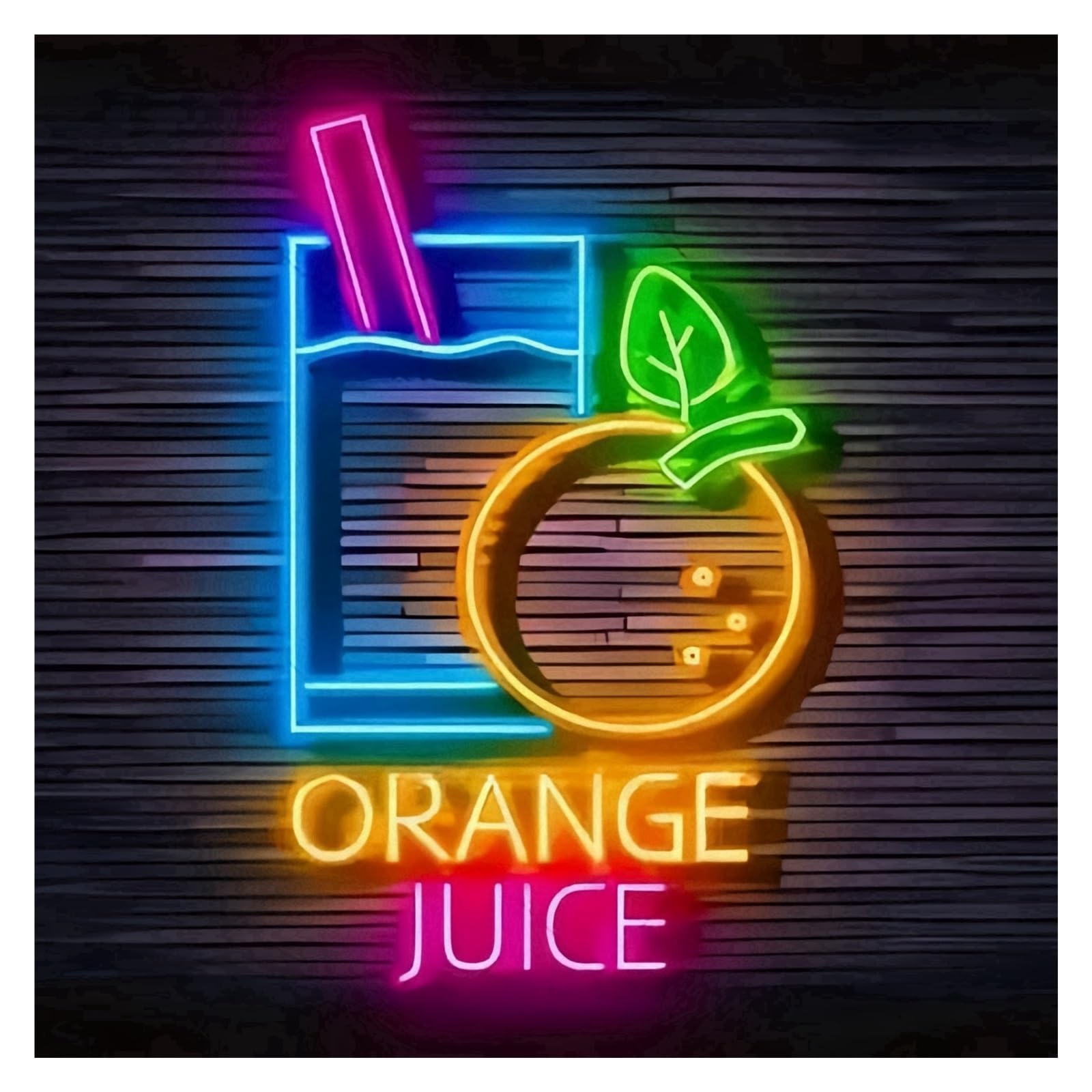 LEMST Signs Lamp Orange Juice Neon Sign USB Powered Adjustable Brightness Neon Lights for Club Bistro Party Wall Decoration 20cmx30cm