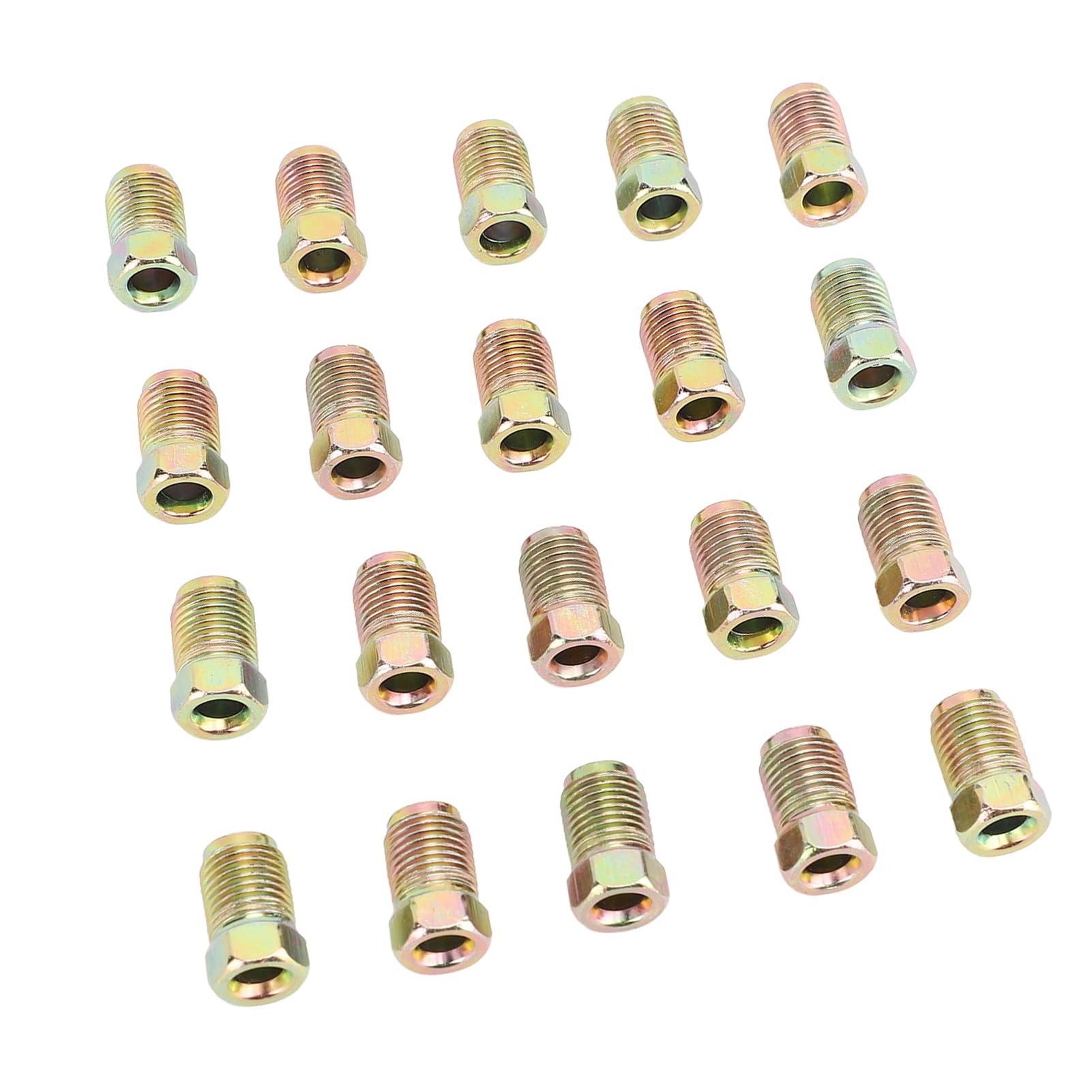 Assortiment de Raccords de Ligne de Frein, 20 PCS M10 X 1 Mm Flare Inversée Métrique pour Tube de 3/16 Pouces, Métal Robuste, 3/8 Fils, Voitures, VUS, VTT, Camions, Brillant, 17
