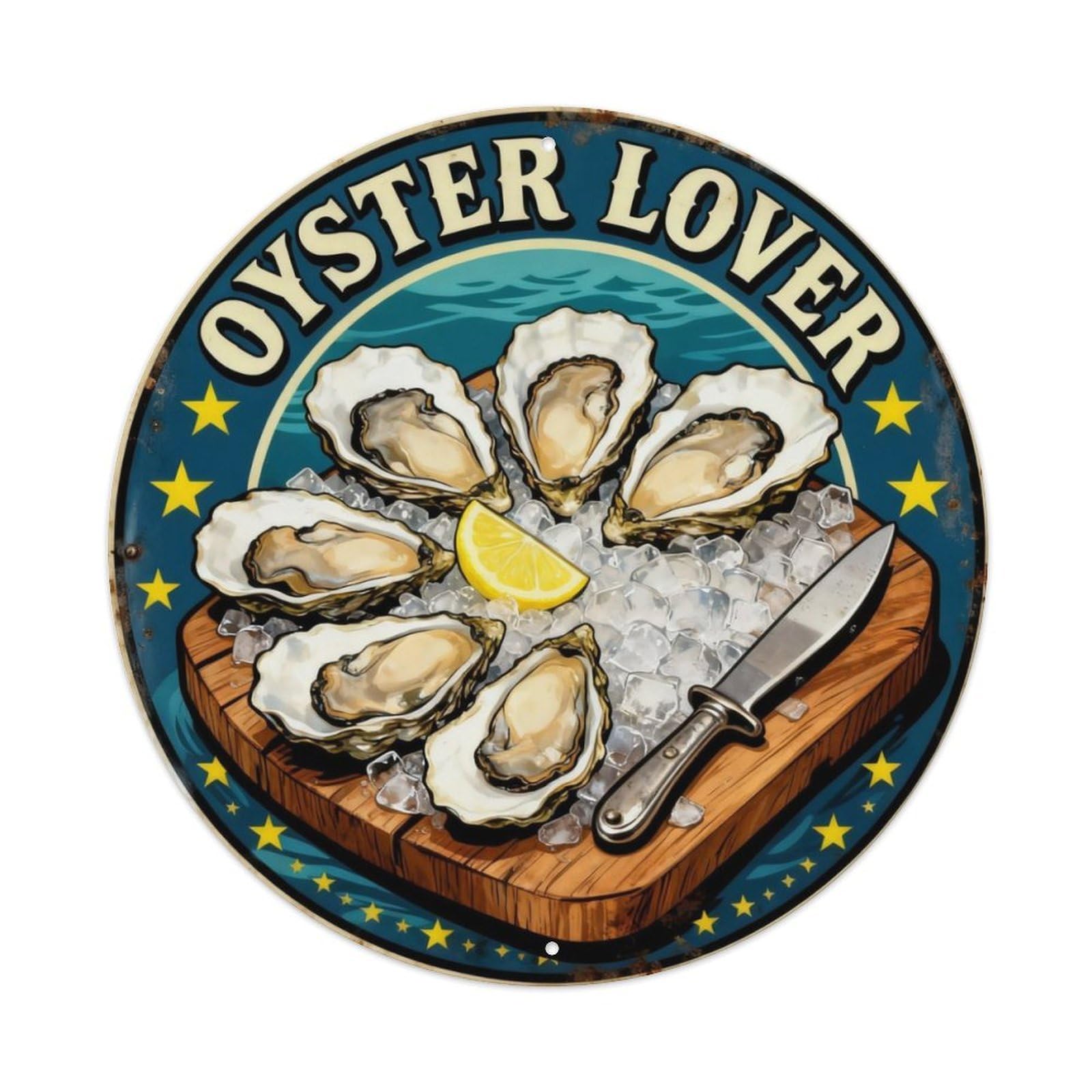 Oyster Lover Coastal Sign Metal Tin Sign Plaque