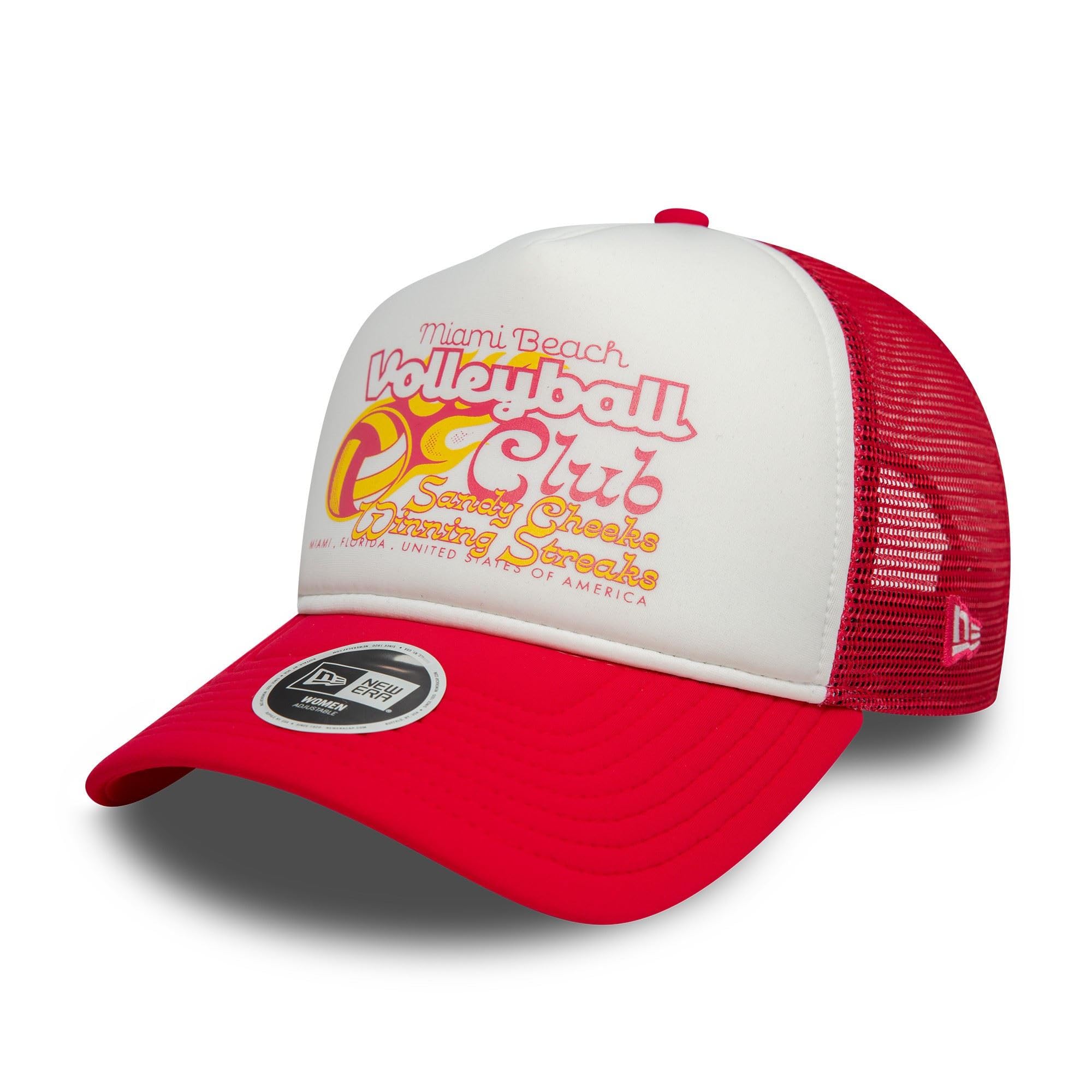 New Era Miami Summery Trucker Cap for Women Girls Adjustable Closure hat mesh Insert Volleyball White Pink โ image 1