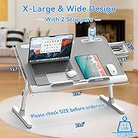 Vista 6 de Escritorio para laptop para cama, apto para 17.3 pulgadas, mesa de cama grande plegable con altura y ángulo ajustables, mesa de cama para laptop