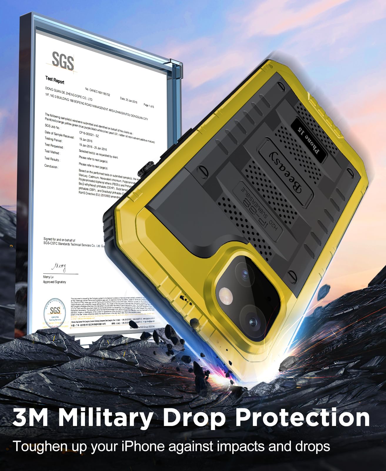 Beeasy for iPhone 15 Case Waterproof Heavy Duty Tough Metal Armour Cover Shockproof Dustproof Built-in Screen Protector - Image 4
