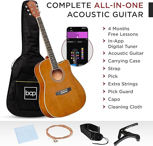 Vista 32 de Best Choice Products - Kit de guitarra acústica para principiantes, 41 pulgadas Negro