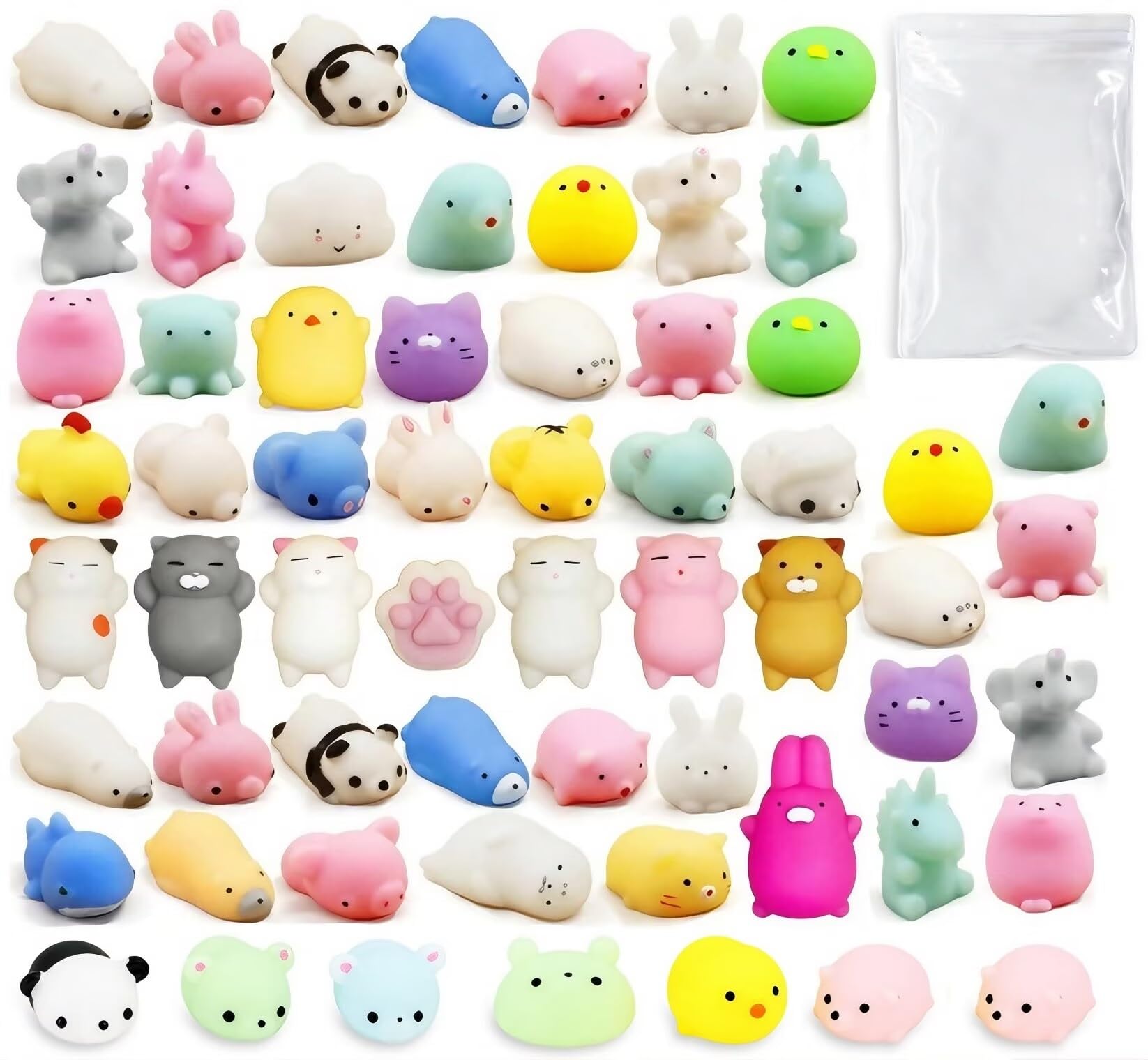 90PCS Cute Fidgets, Mini Fidgets, Mini Animal Dumplings with Transparent Storage Bag, Interesting Mini Animal Dumpling Set