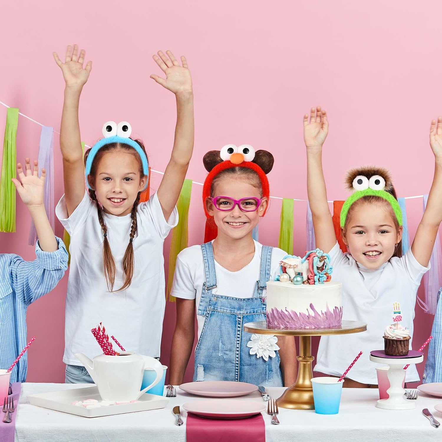 4 Pcs Eyes Headbands Colorful Fluffy Hairband Cartoon Monster Costume for World Book Day Birthday Halloween Cosplay Party Accessories - Image 9