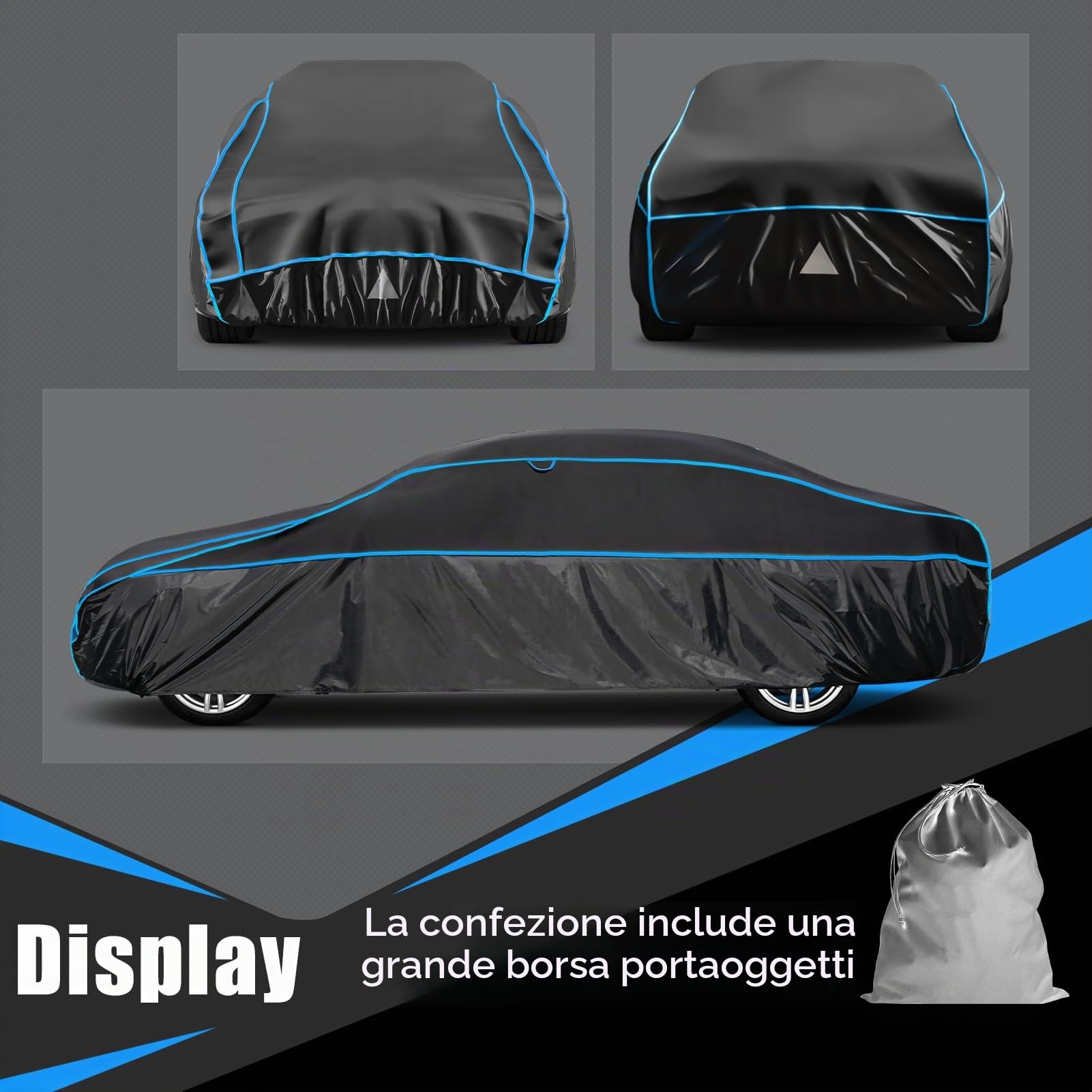 Telo Copriauto Antigrandine, Holthly Copertura Impermeabile Anti UV Vento Antipolvere, Copri Protezione Grandine Adatto per Coupé/Berlina Fino 420 a 450 cm 3M