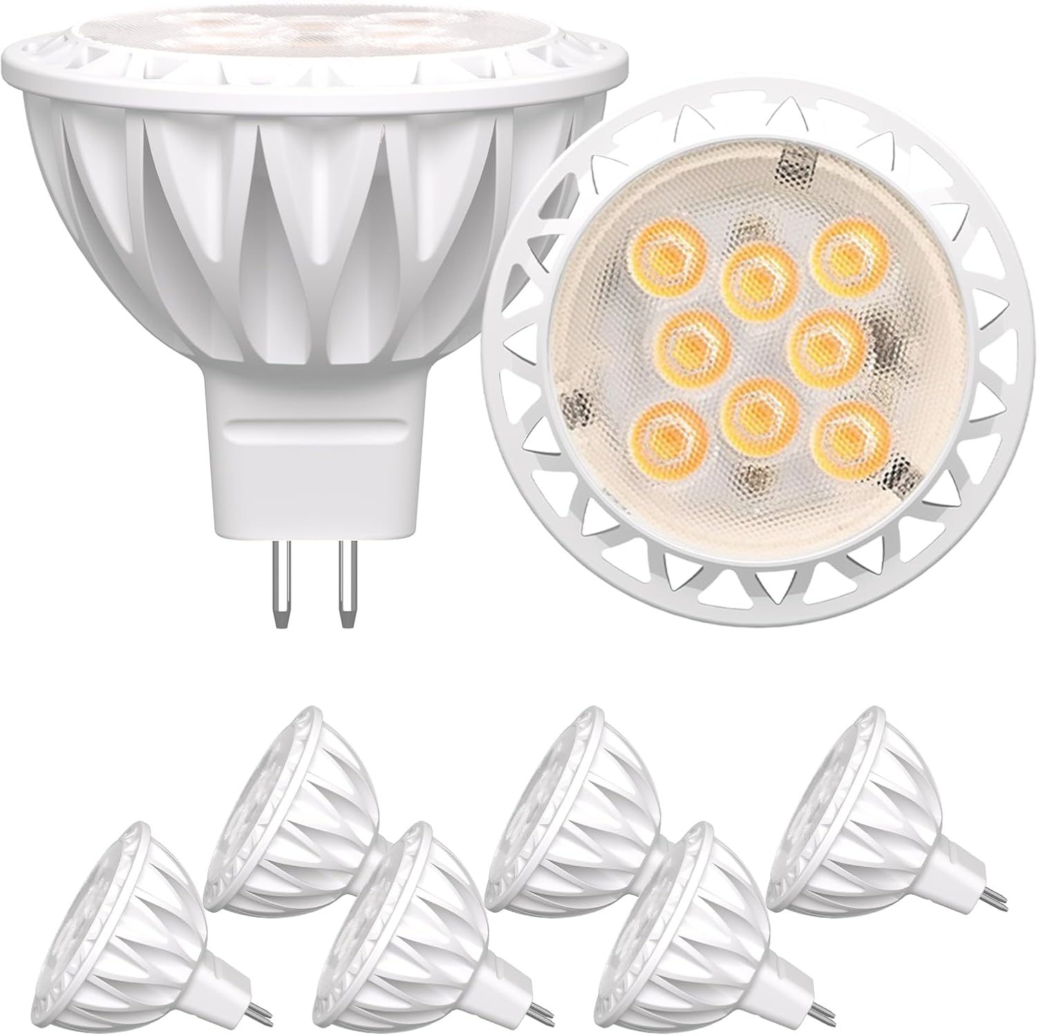 MR16 LED Bulbs 50W Equivalent 5W GU5.3 Spotlight Bulbs 3000K Warm White 38° Beam Angle Non-Dimmable for Landscape, Recessed, and Track Lighting – 12 Pack