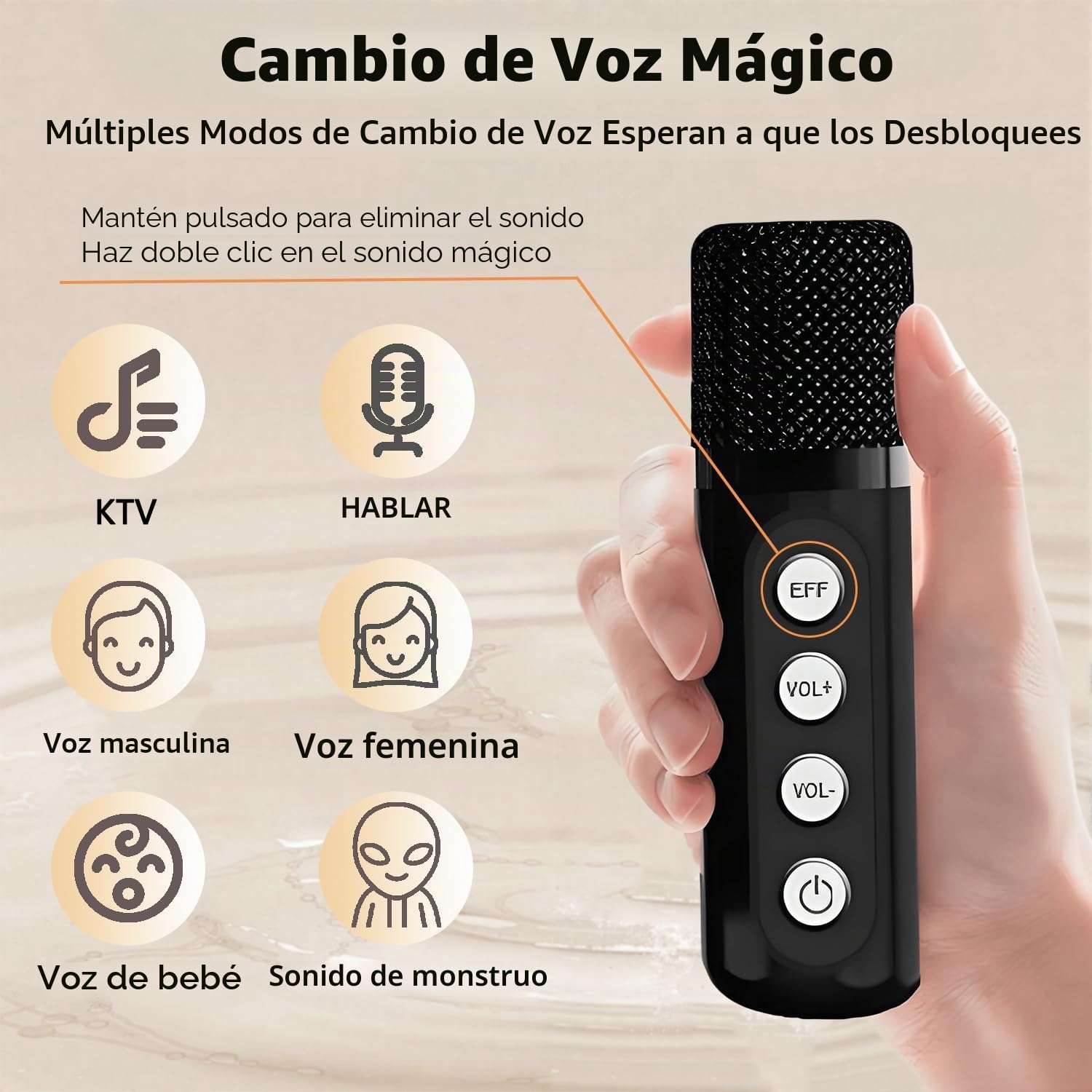 Karaoke 2 Microfonos Inalambricos, Altavoz Bluetooth con Microfono Recargable para Infantil, Portátil Sistema PA de Karaoke con Luces LED para Fiestas y Reuniones en el Hogar, Regalo para Niños