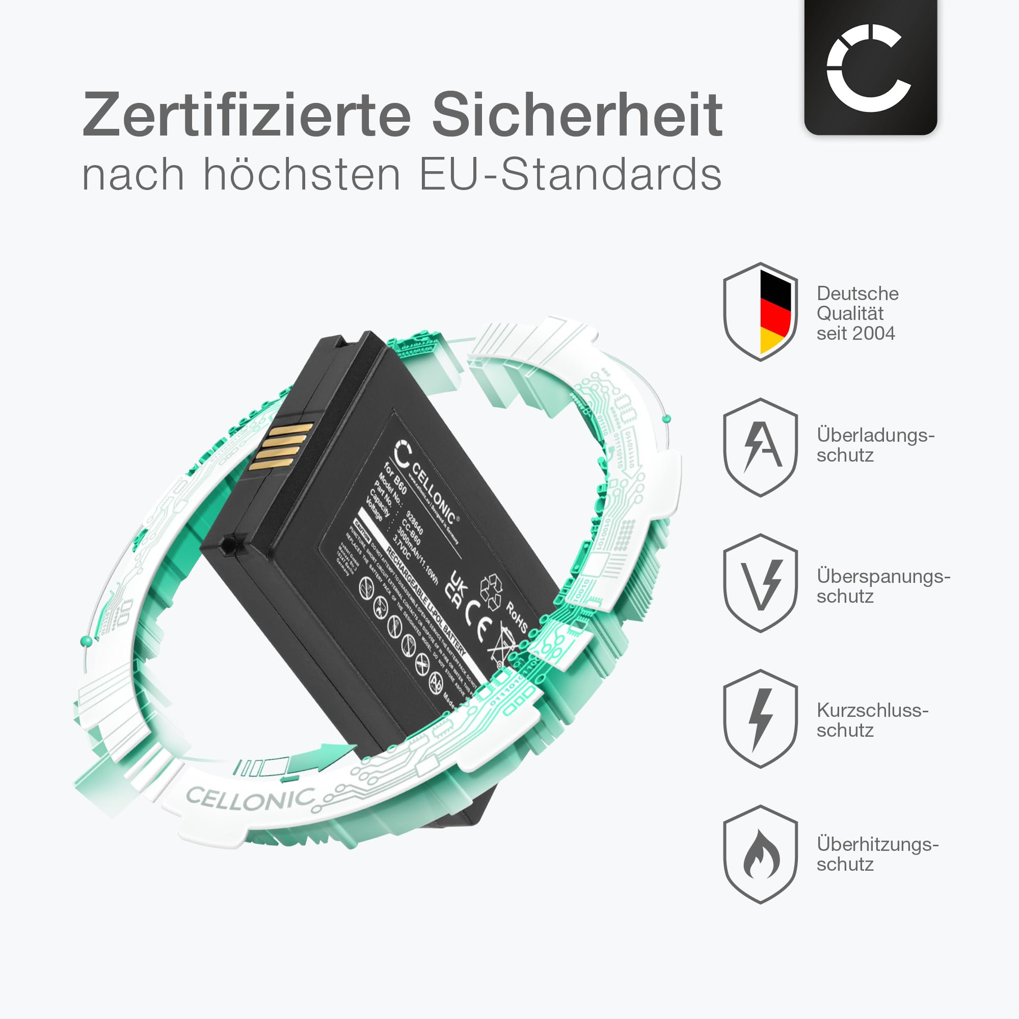 CELLONIC 2X Akku kompatibel mit Vectron MobilePro 3, B60 | 2x, (3000mAh-3.7V-Lithium-Polymer), Zahlungsterminal / POS Akku