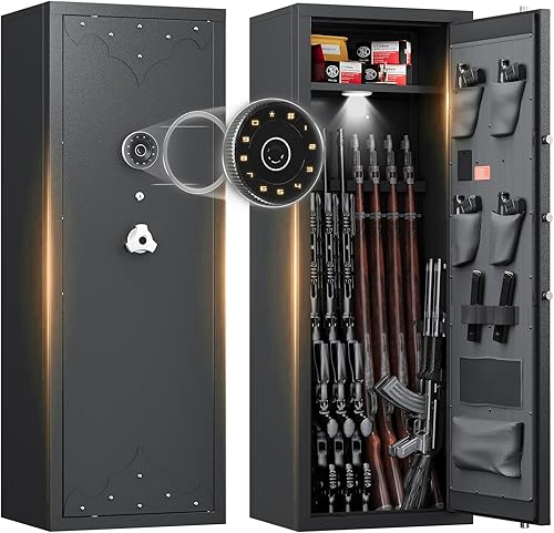 KAER Nuevo 2024 Caja fuerte para armas 10-12, caja fuerte grande para rifle y pistola casera, gabinete de armas, seguro para rifles y escopetas,