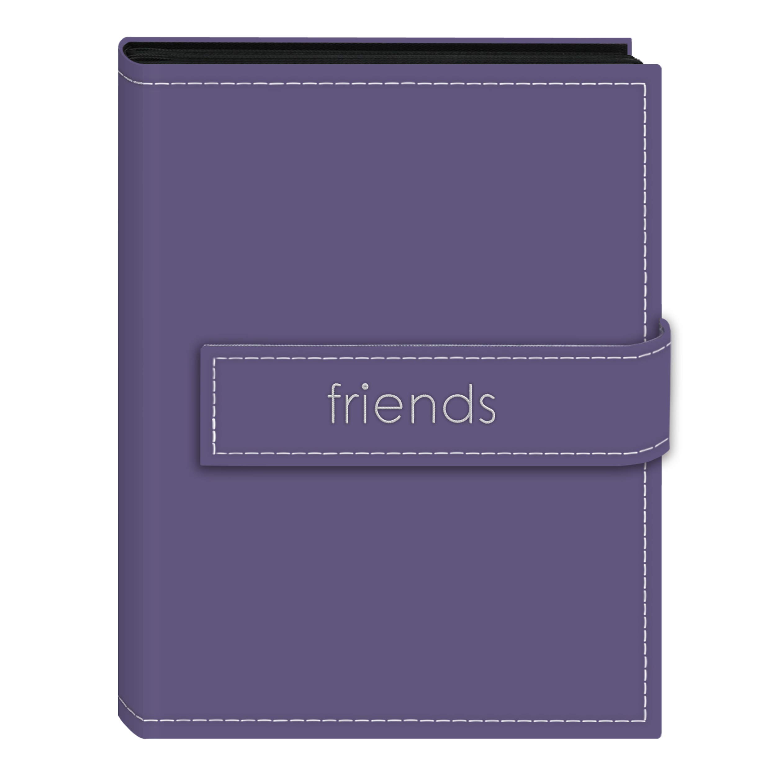 Pioneer Embroidered Strap Sewn Leatherette Cover Mini Photo Album, Assorted "friends" or "Love" Lavender