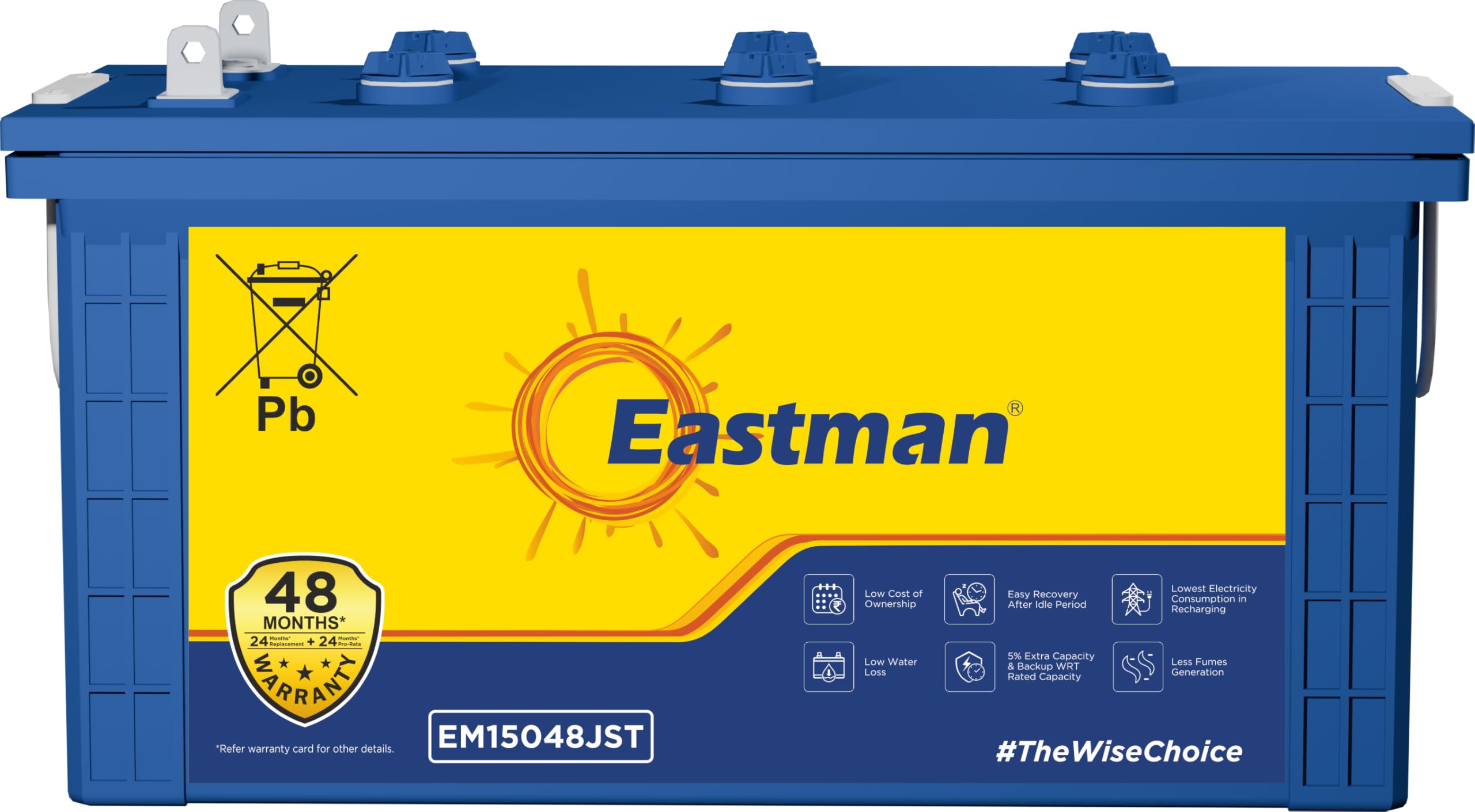 Eastman EM15048JST | Jumbo Short Tubular | 150AH Inverter Battery |Warranty 48 (24+24) Months for Home & Office-picture-15